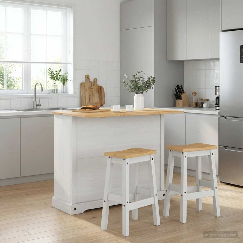 Virtuvės salos komplektas 3 pcs Balta ir medaus vašku