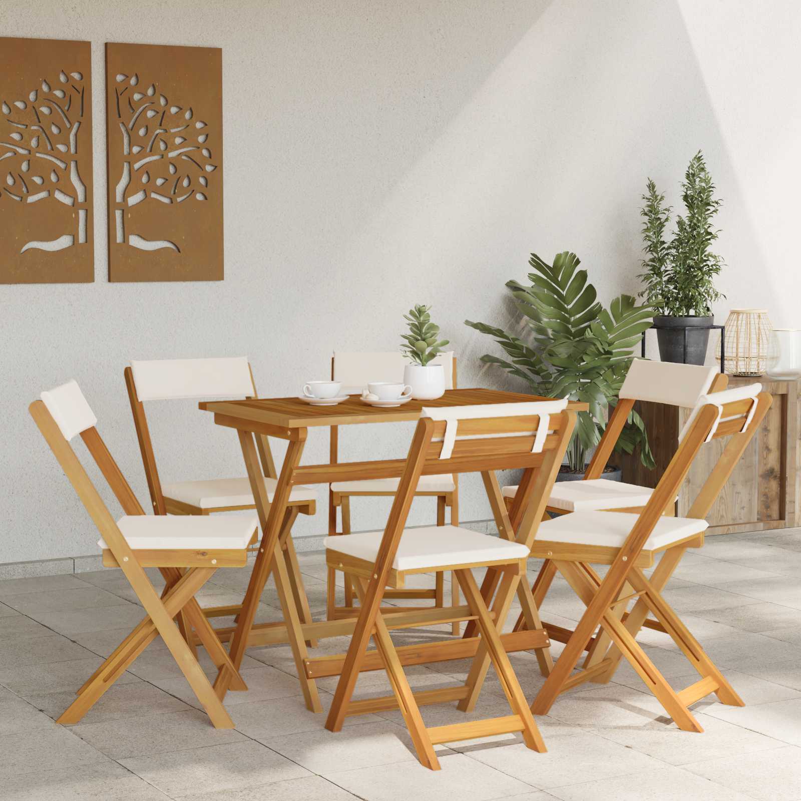Lauko bistro kėdės 6 pcs Kreminė balta 40 x 53 x 80 cm