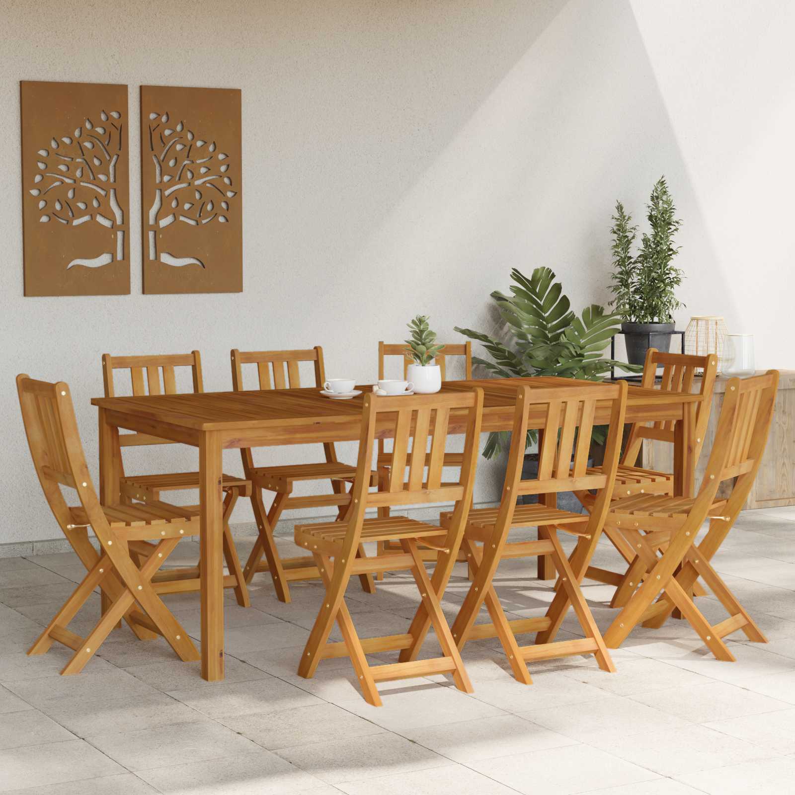 Āra bistro krēsli ar spilvenu 8 gab. Dabīgi 40 x 42 x 85 cm