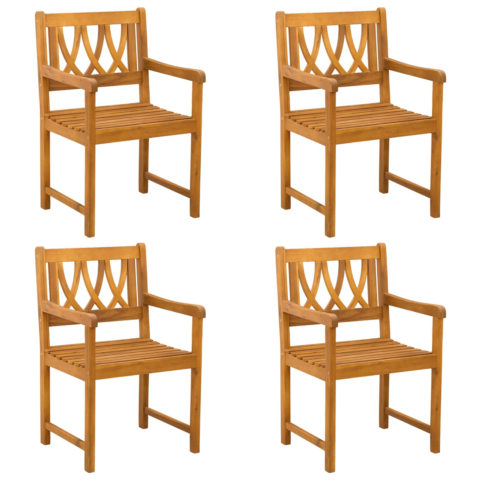 Lauko suolas 4 pcs Natūrali 56 x 55,5 x 90 cm