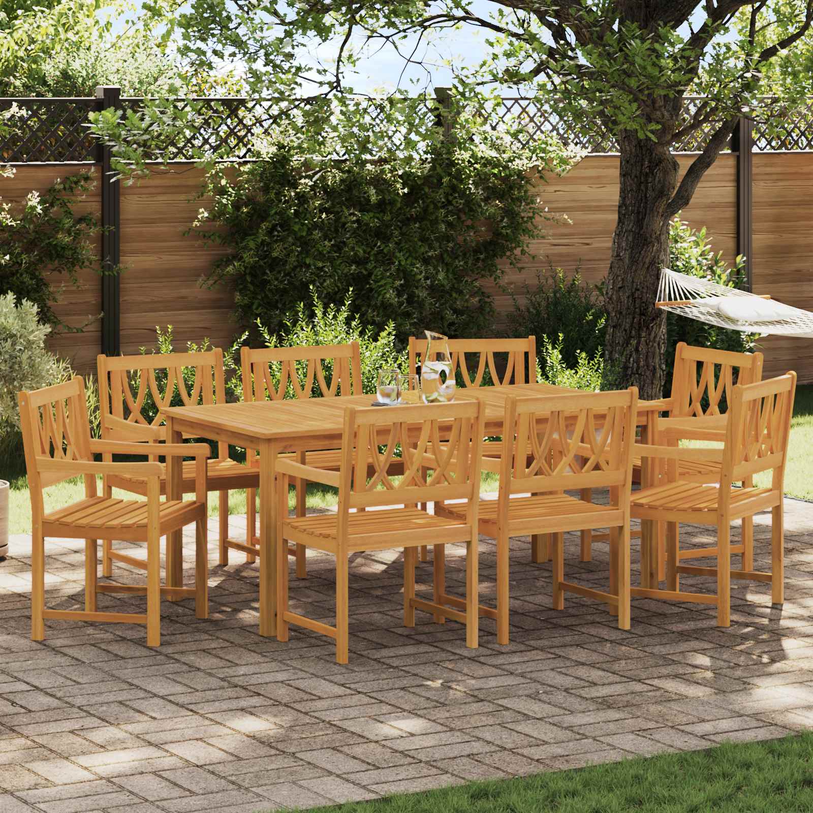 Lauko suolas 8 pcs Natūrali 56 x 55,5 x 90 cm