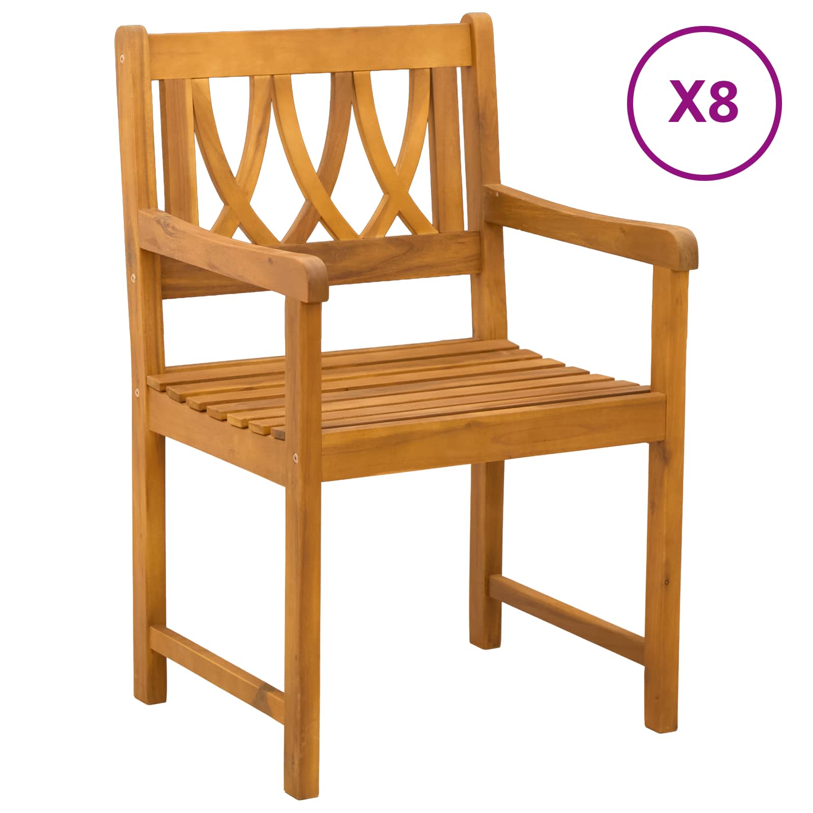 Lauko suolas 8 pcs Natūrali 56 x 55,5 x 90 cm