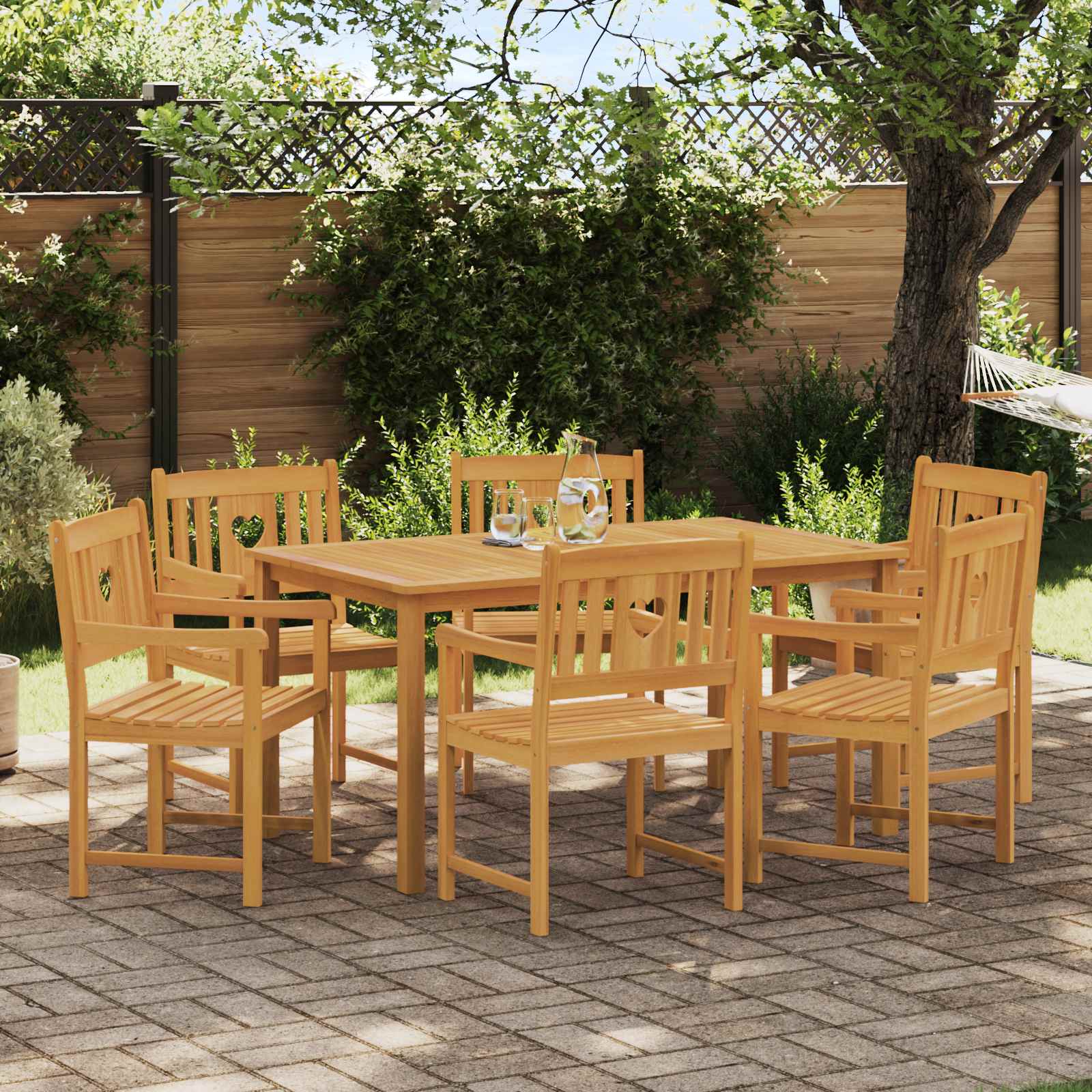 Lauko suolas 6 pcs Natūrali 56 x 55,5 x 90 cm