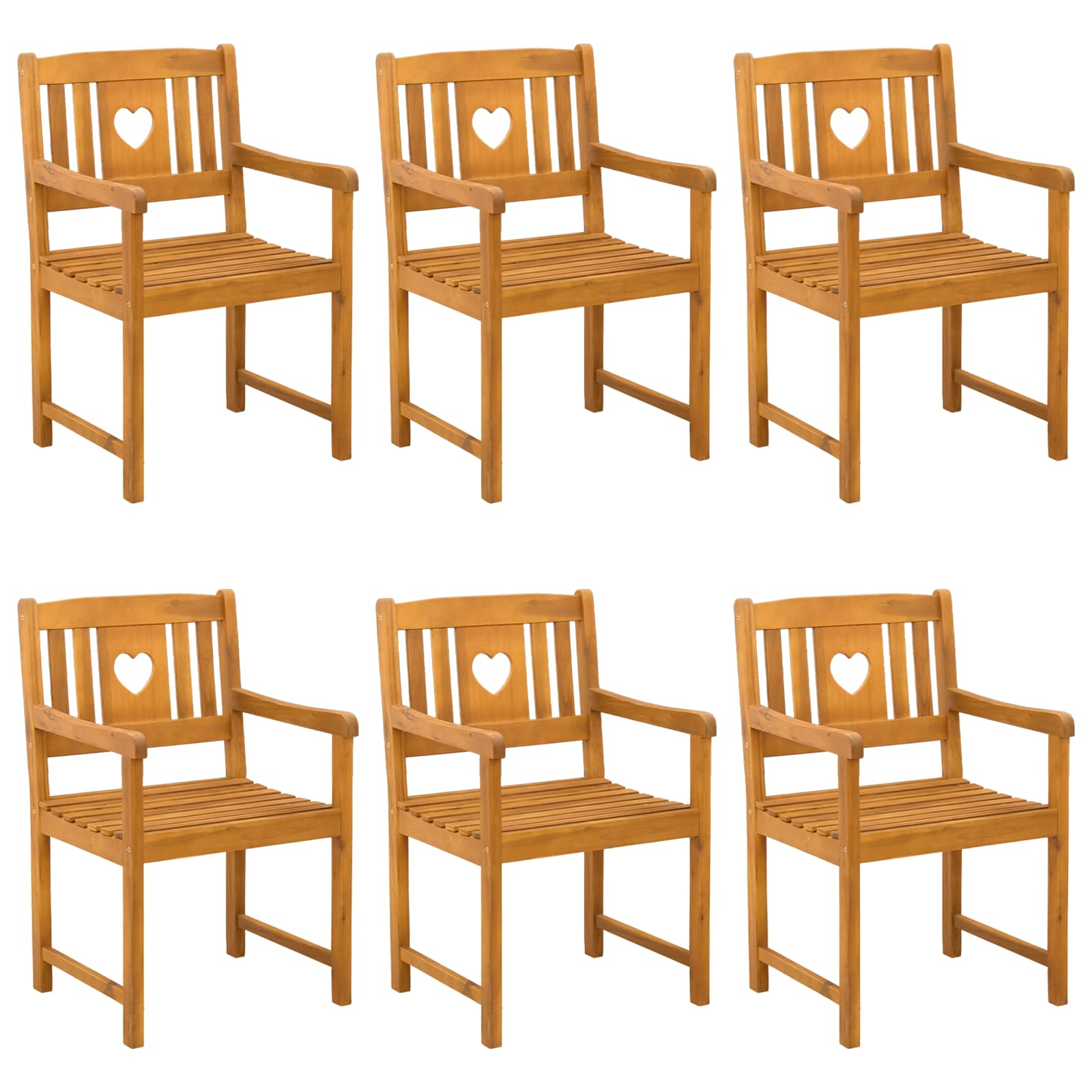 Lauko suolas 6 pcs Natūrali 56 x 55,5 x 90 cm