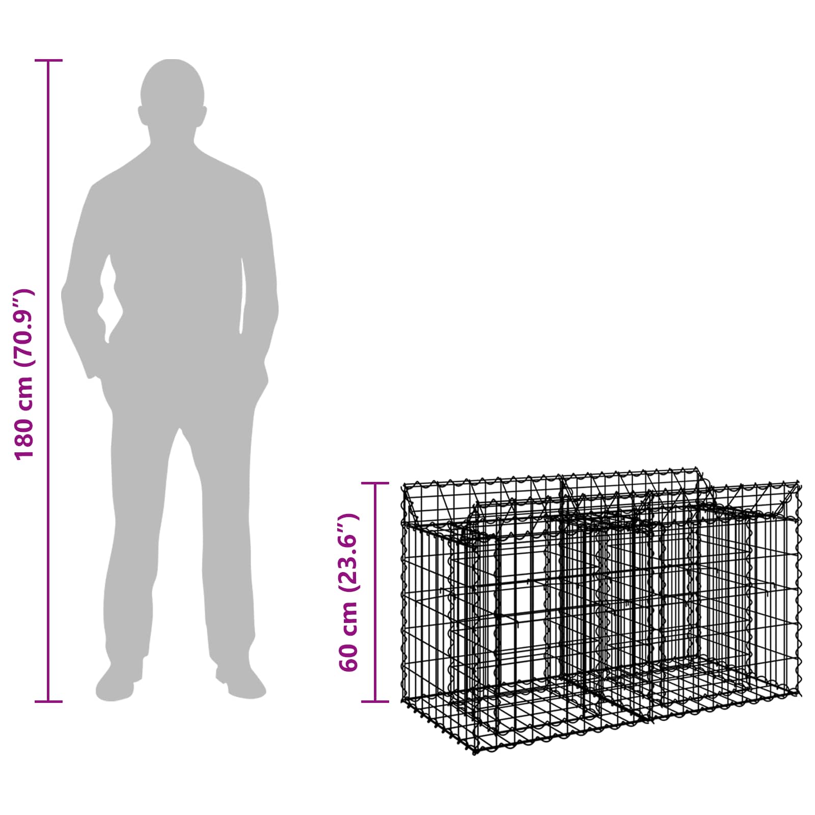 Gabion Raised Bed Silver 100 x 50 x 60 cm