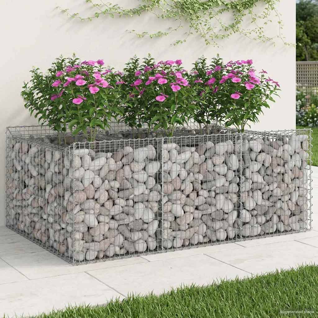 Gabionu paaugstinātā dobe Sudrabs 150 x 100 x 60 cm