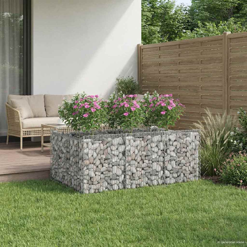 Gabionu paaugstinātā dobe Sudrabs 150 x 100 x 60 cm