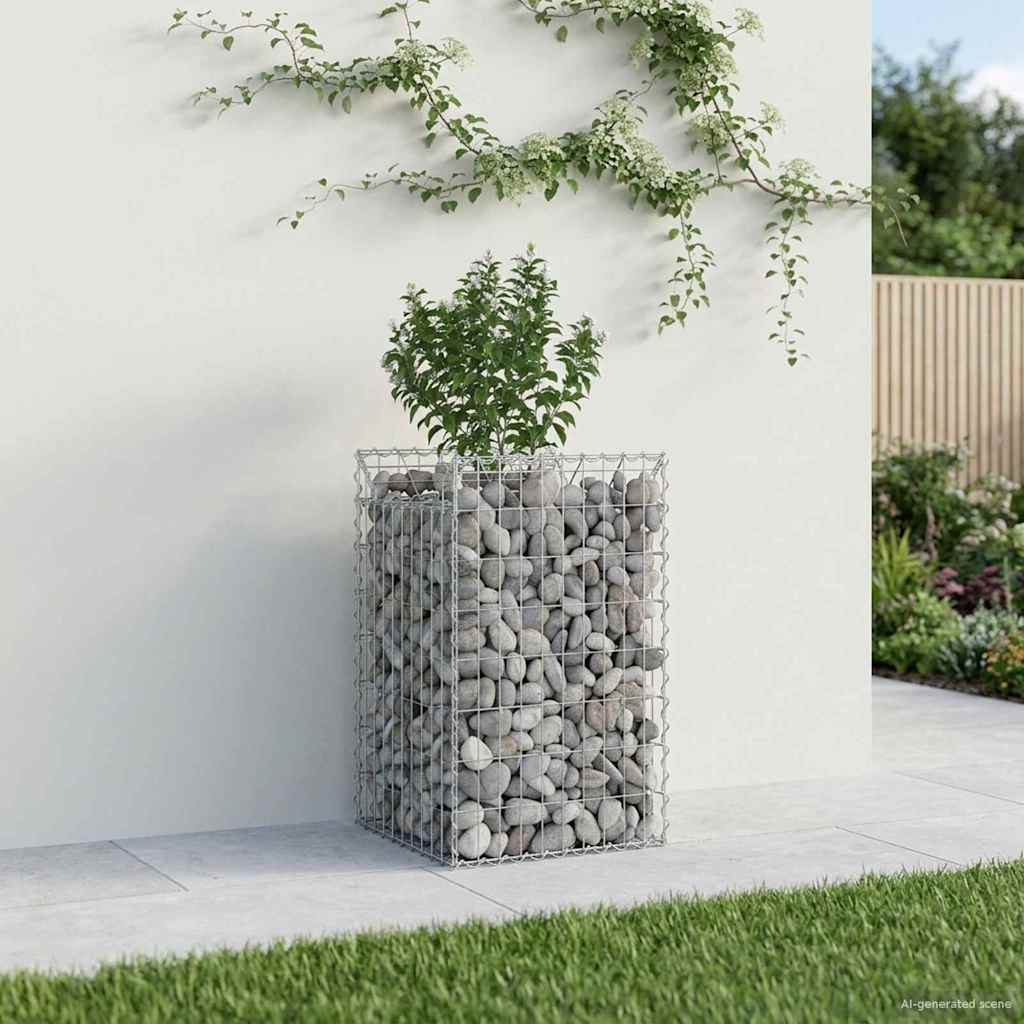 Gabioninė pakelta lova Sidabro 50 x 50 x 80 cm Cinkuota plienas