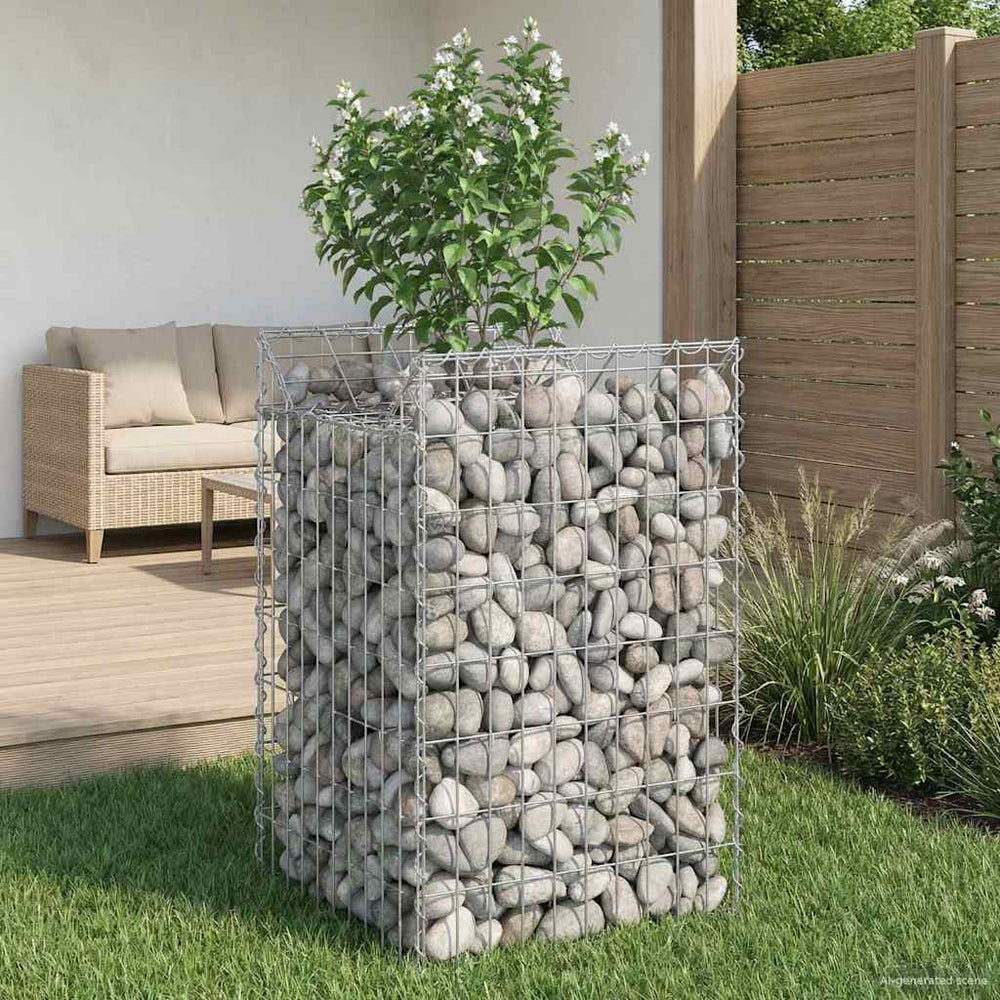 Gabion Raised Bed Silver 50 x 50 x 80 cm Galvanised Steel