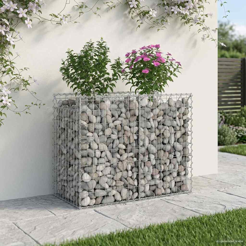 Raised Gabion Garden Bed Silver 100 x 50 x 80 cm