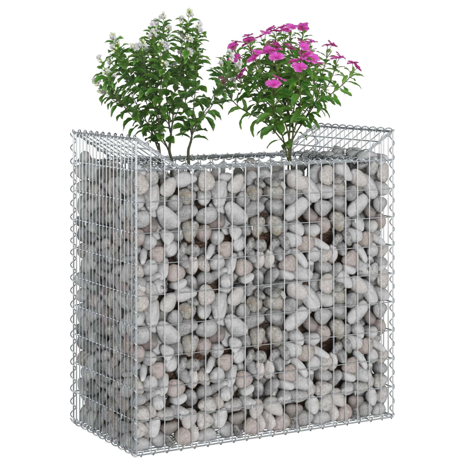 Raised Gabion Bed Silver 50 x 100 x 100 cm