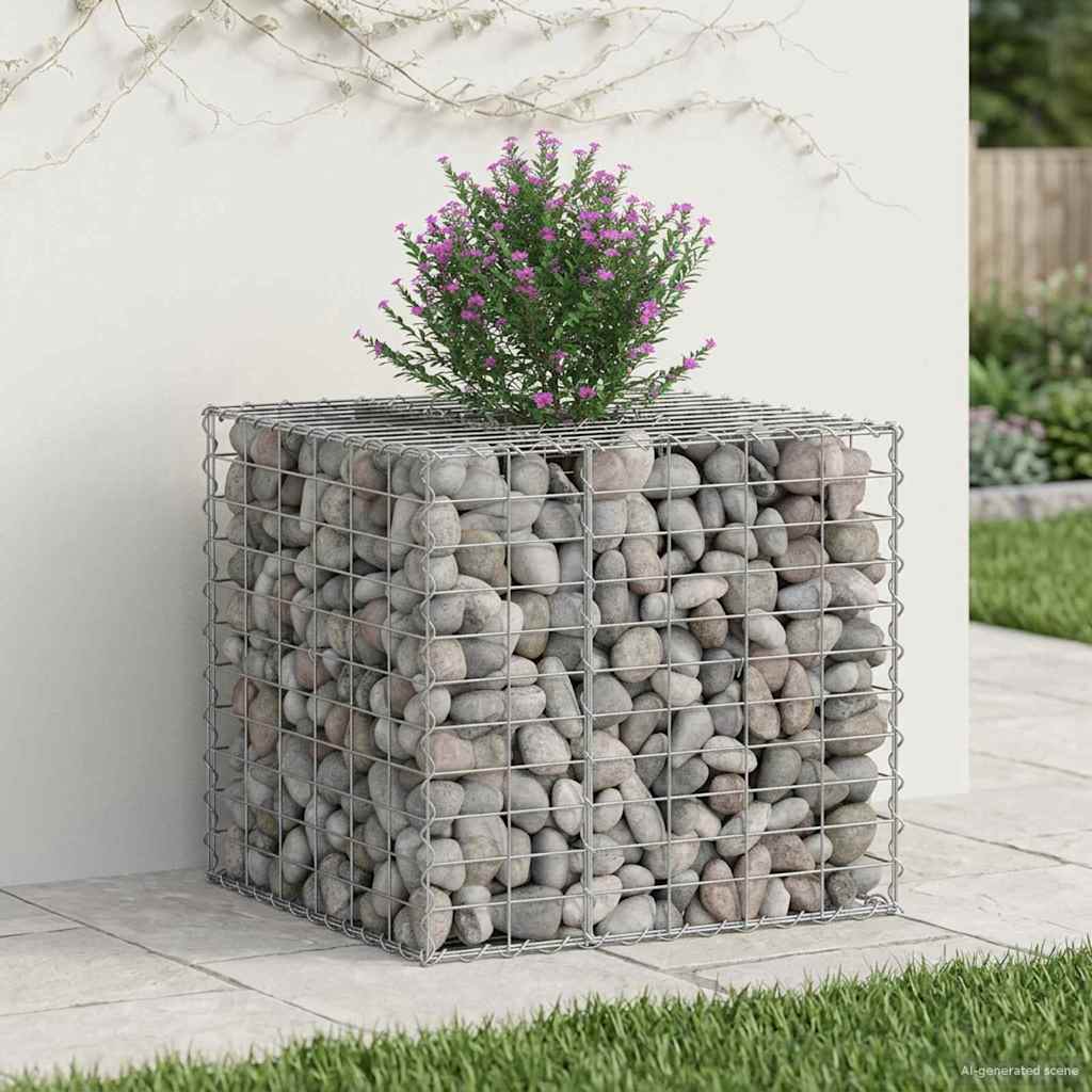 Gabion Raised Bed Silver 60 x 60 x 55 cm Galvanised Steel