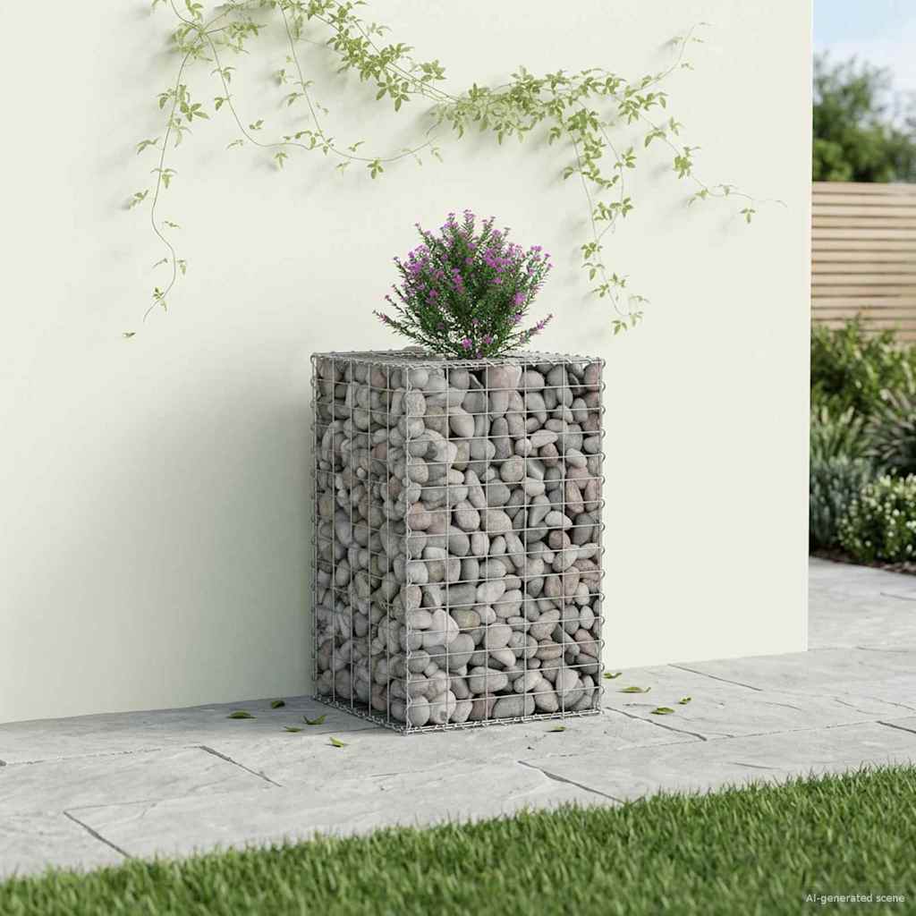 Gabion Raised Bed Silver 50 x 50 x 80 cm Galvanised Steel