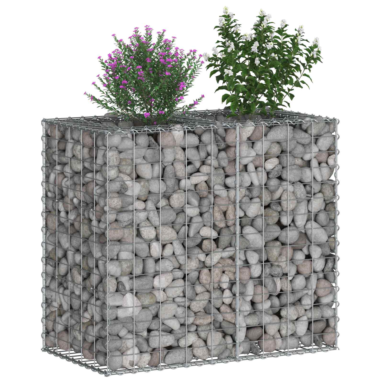 Gabioninė pakelta lova Sidabro 90 x 50 x 80 cm Cinkuota plienas