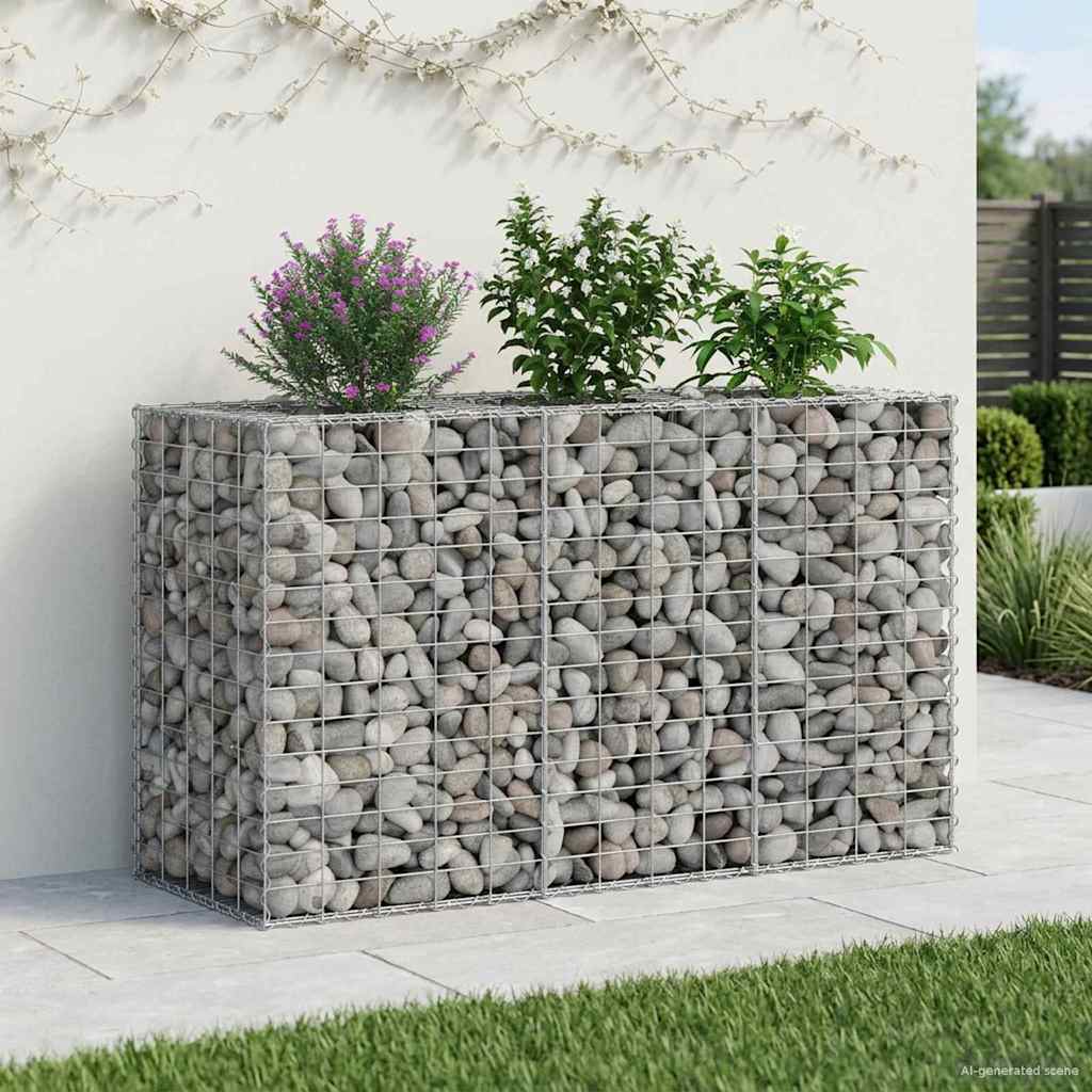 Gabionu paaugstinātā dobe Sudraba 130 x 50 x 80 cm
