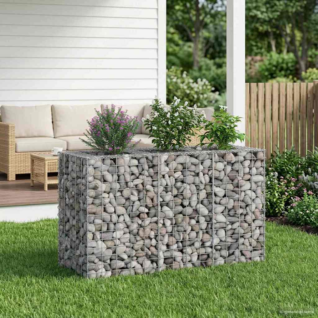 Gabionu paaugstinātā dobe Sudraba 130 x 50 x 80 cm