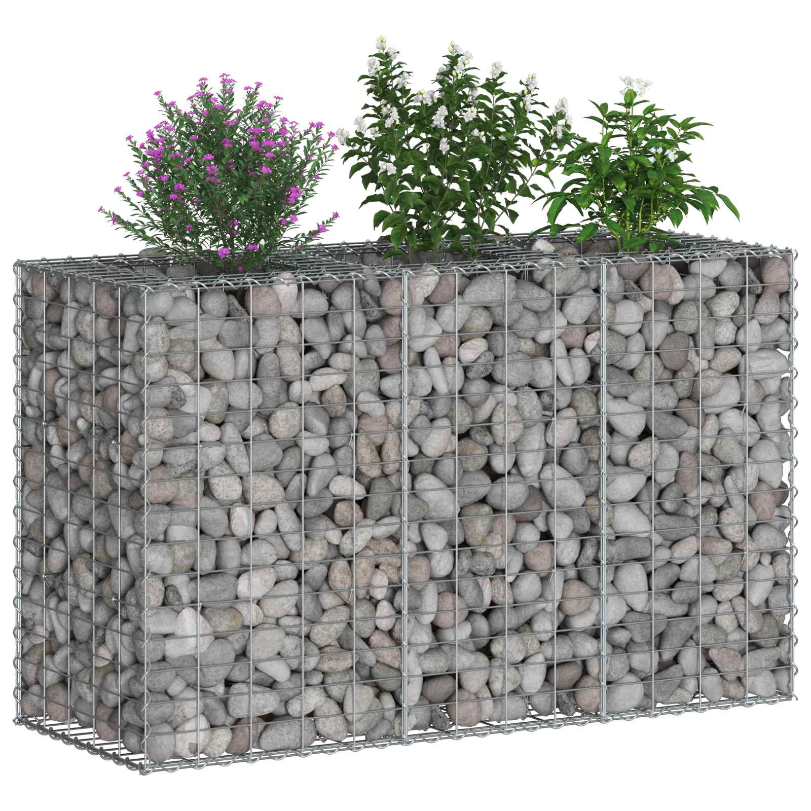 Gabionu paaugstinātā dobe Sudraba 130 x 50 x 80 cm