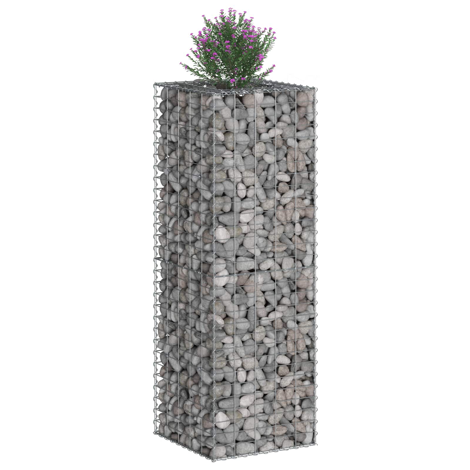 Gabionu paaugstinātā dobe Sudrabs 50 x 50 x 150 cm