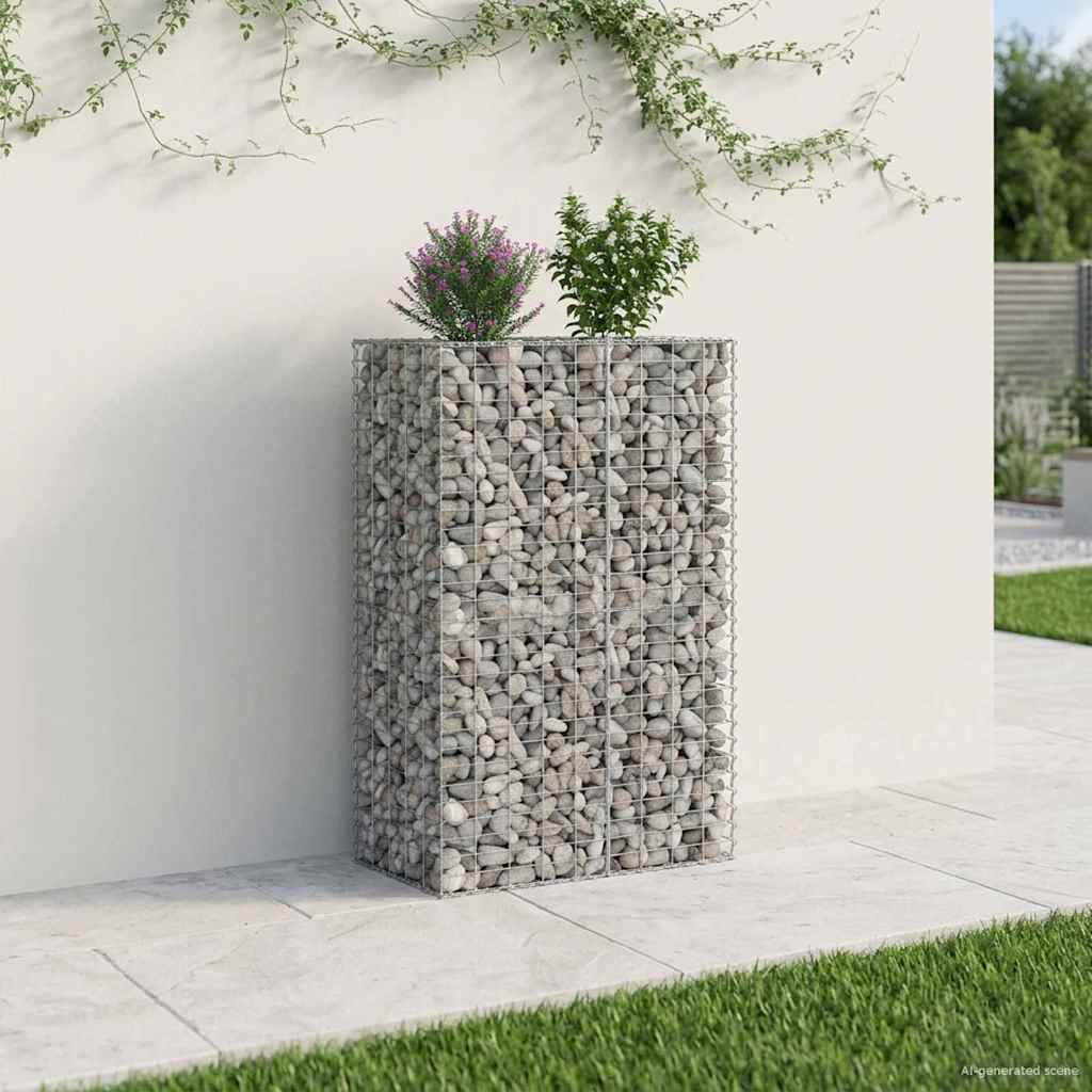 Gabionu paaugstinātā dobe Sudraba 90 x 50 x 150 cm