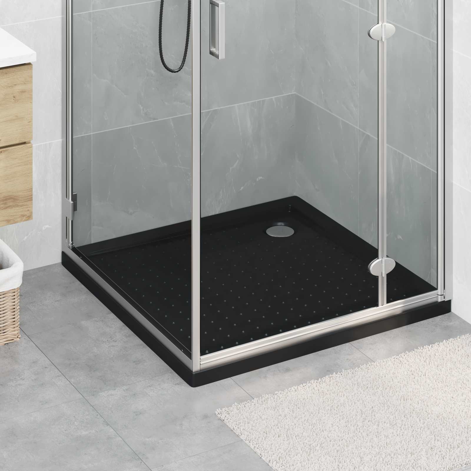 Dušo padėklas su taškais 90 x 90 x 4 cm ABS Juoda