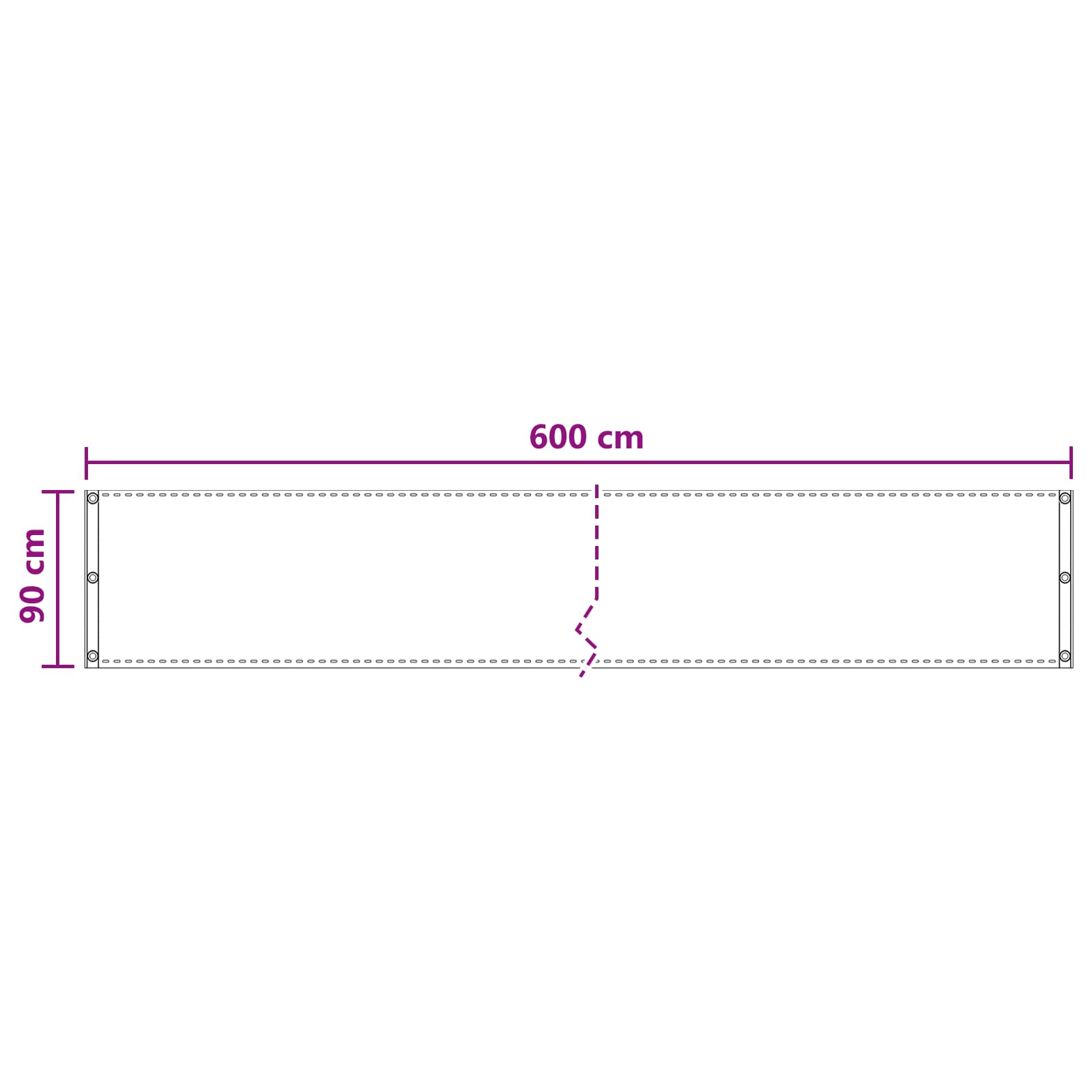 Balkono Ekranas Šviesiai pilka 90 x 600 cm HDPE ir aliuminis