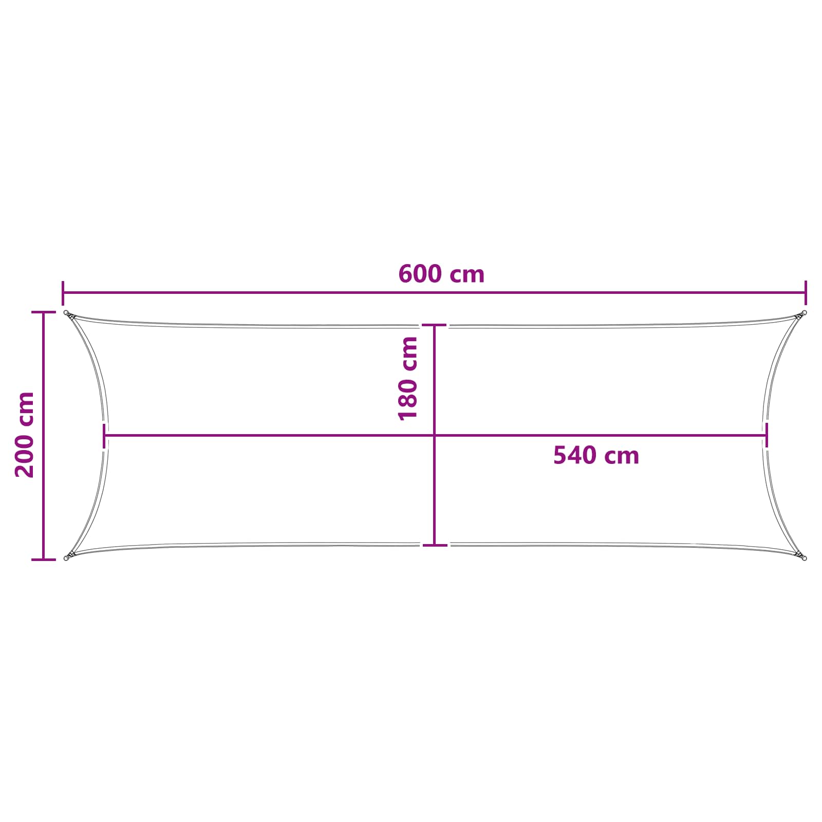 Saulės šešėlio audinys 2 x 6 m HDPE Stačiakampio Tamsiai žalia
