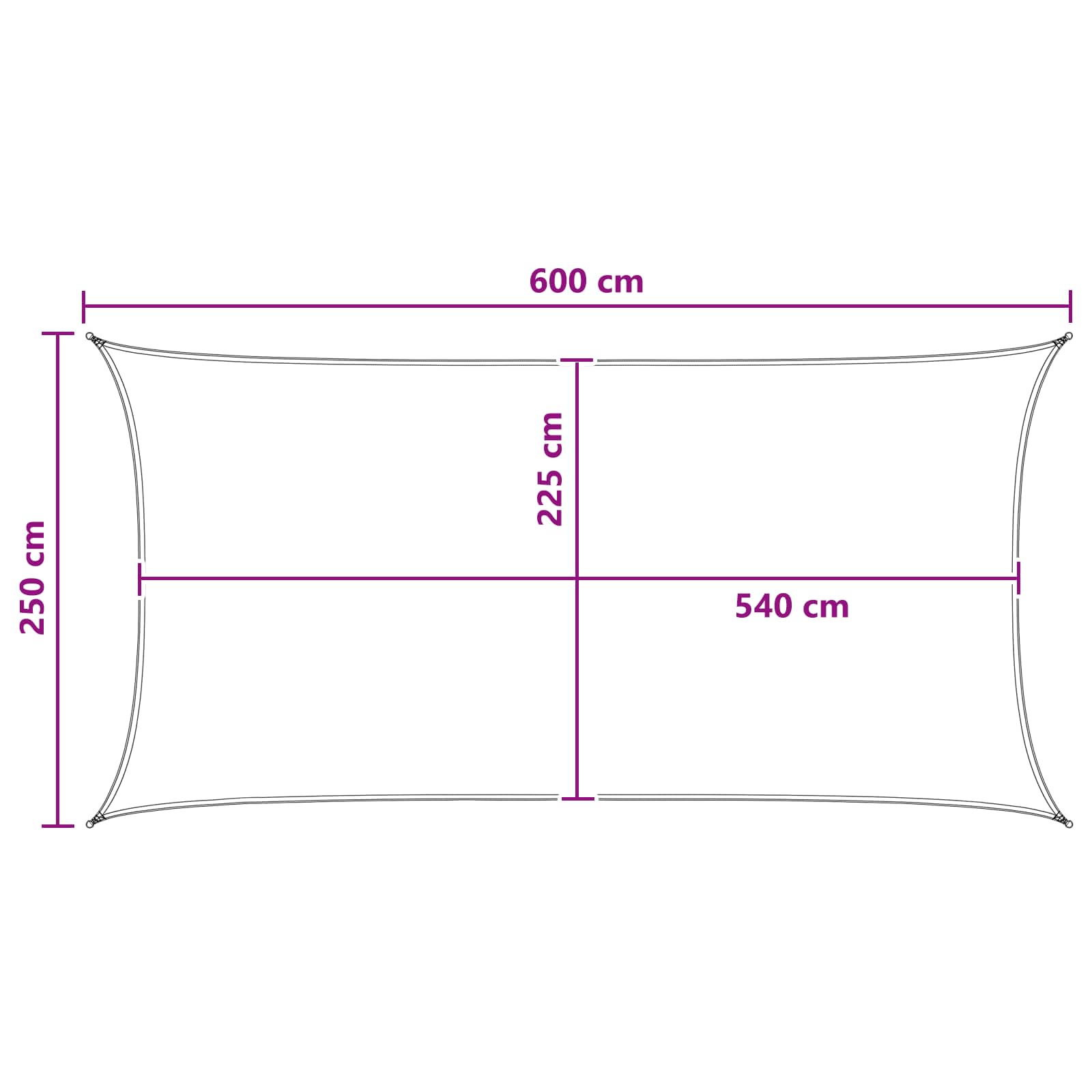 Saulės šešėlio audinys 2,5 x 6 m HDPE Stačiakampio