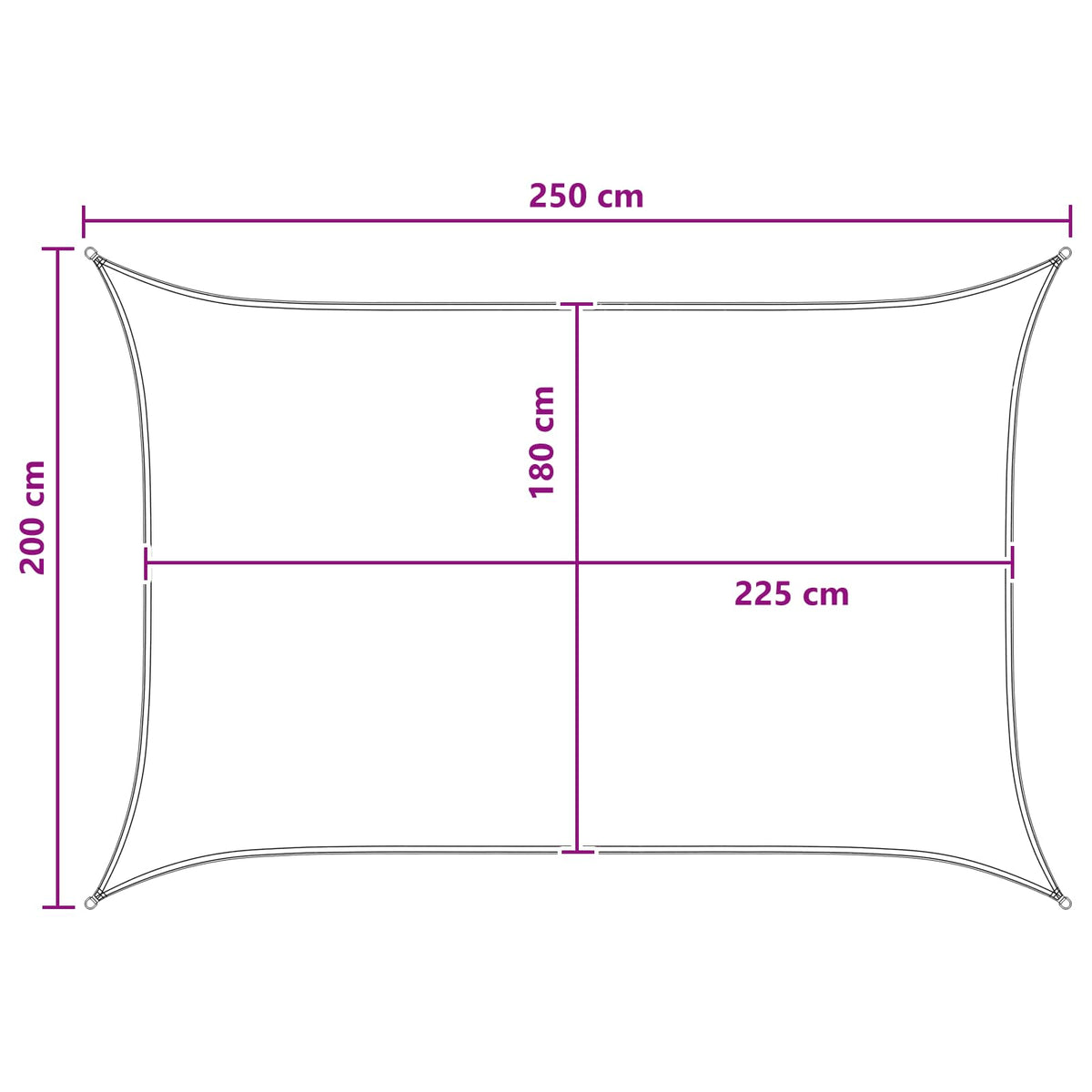 Saulės šešėlio audinys Stačiakampio 2 x 2,5 m HDPE