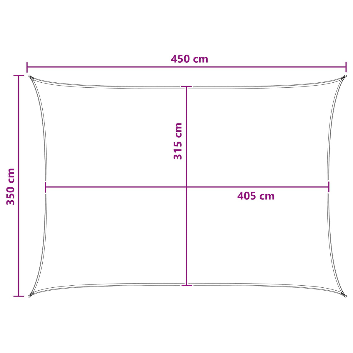 Saulės šešėlio audinys Stačiakampio 3,5 x 4,5 m HDPE