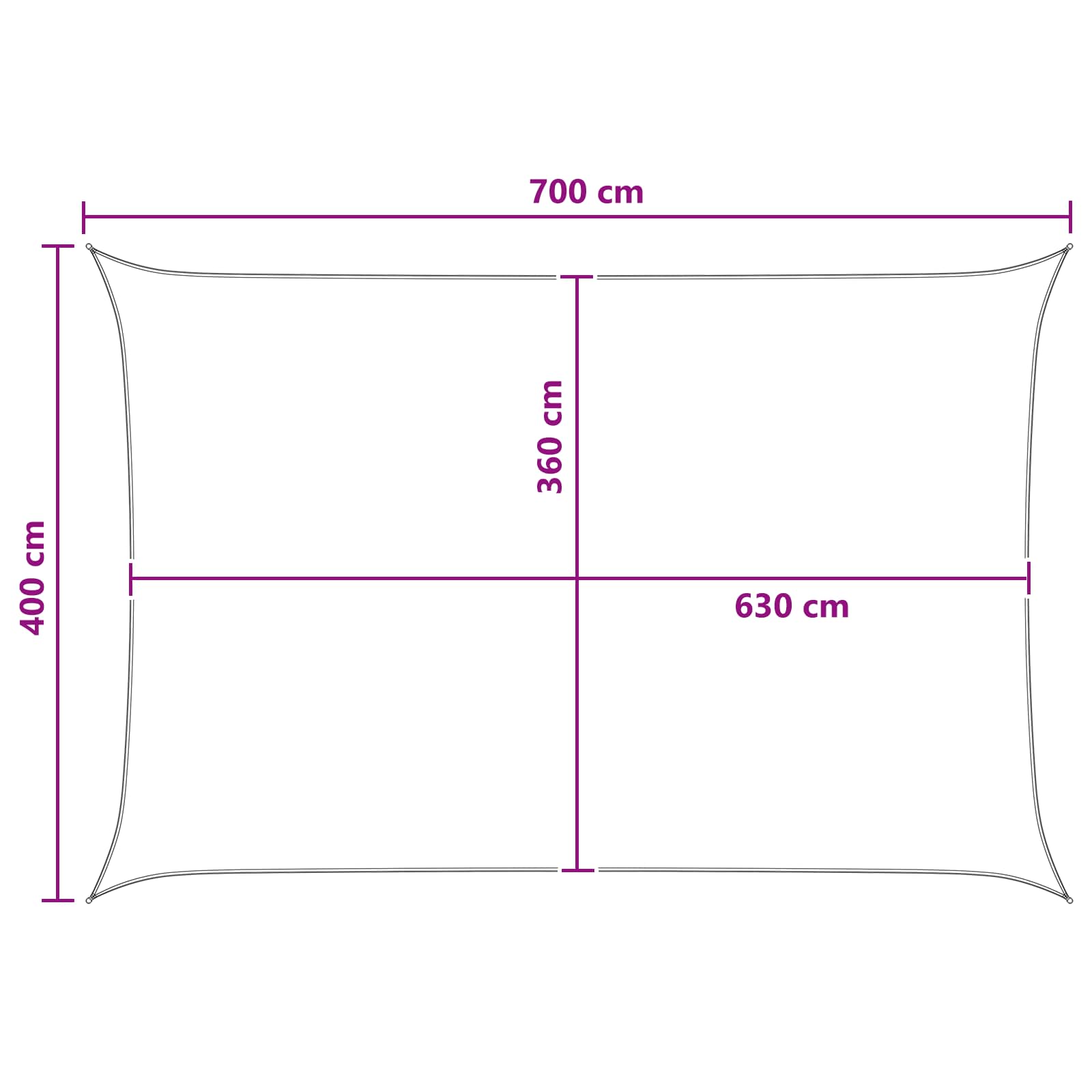 Saules ēnas audums antracīta un baltā krāsā 4 x 7 m HDPE