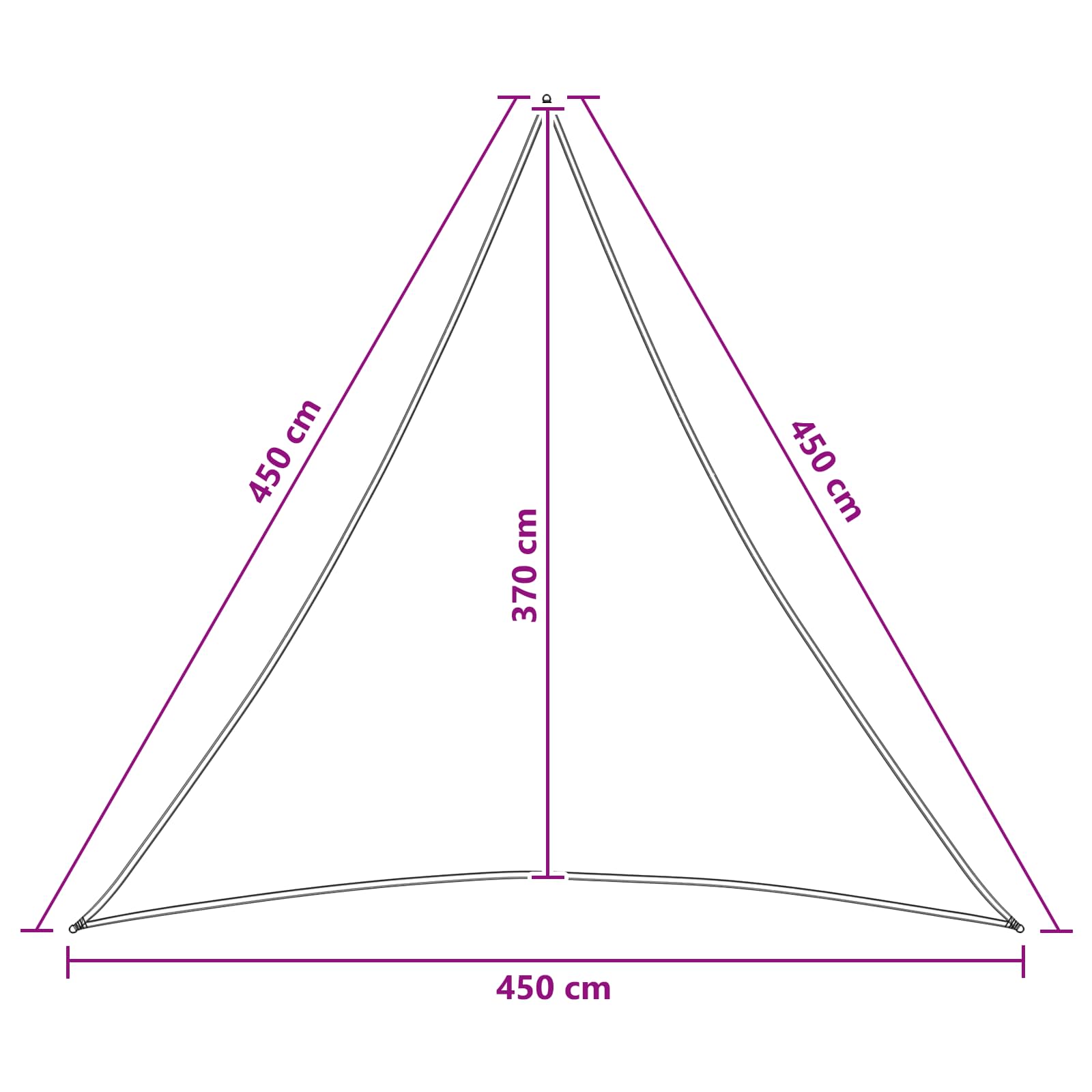 Saulės šešėlio audinys 4,5 x 4,5 x 4,5 m HDPE