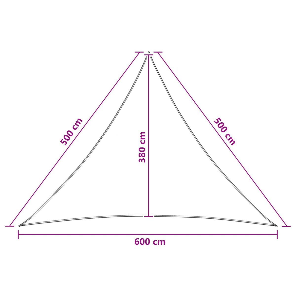 Saulės šešėlio audinys Trikampio 5 x 5 x 6 m HDPE