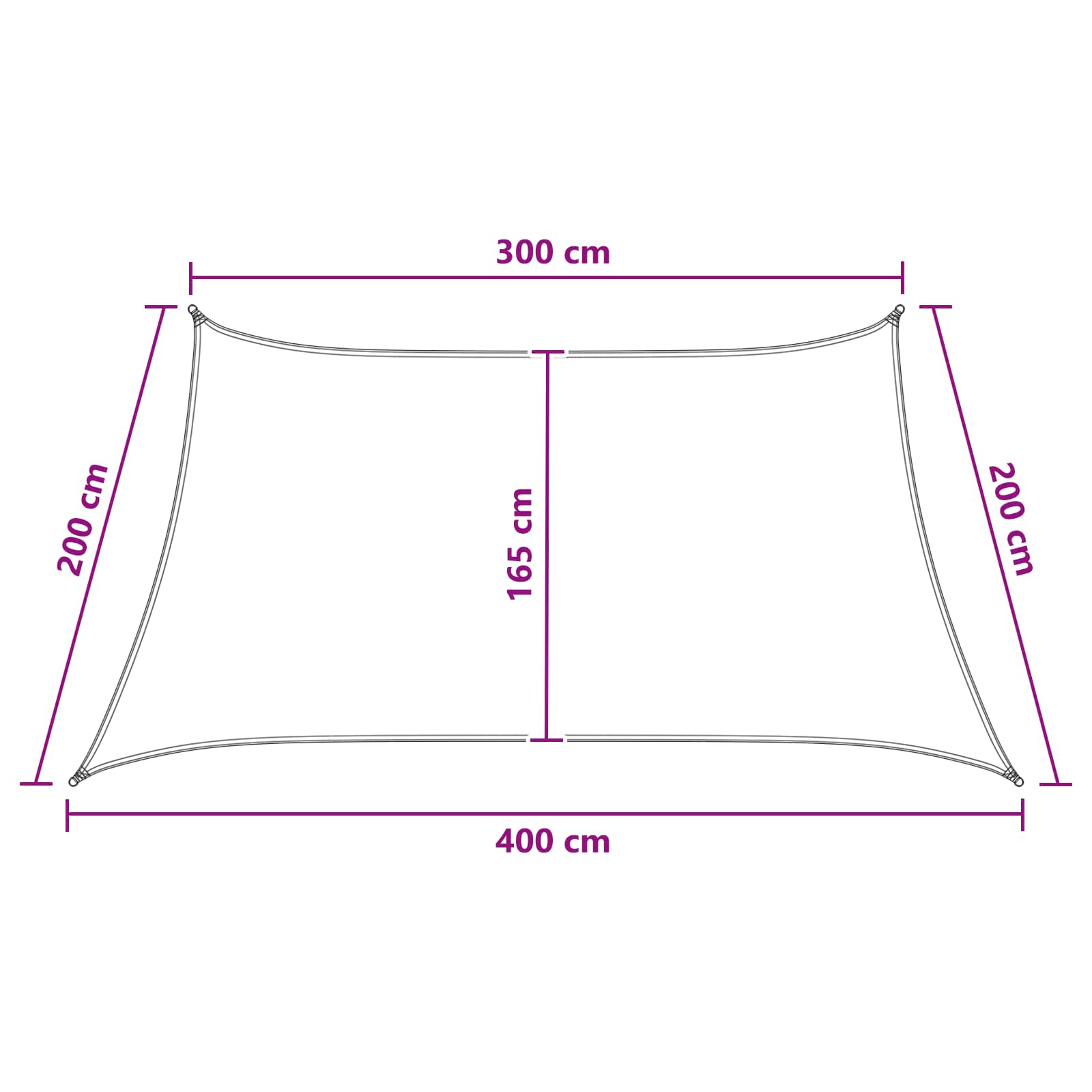 Saulės šešėlio audinys Antracito ir baltos 3 / 4 x 2 m HDPE