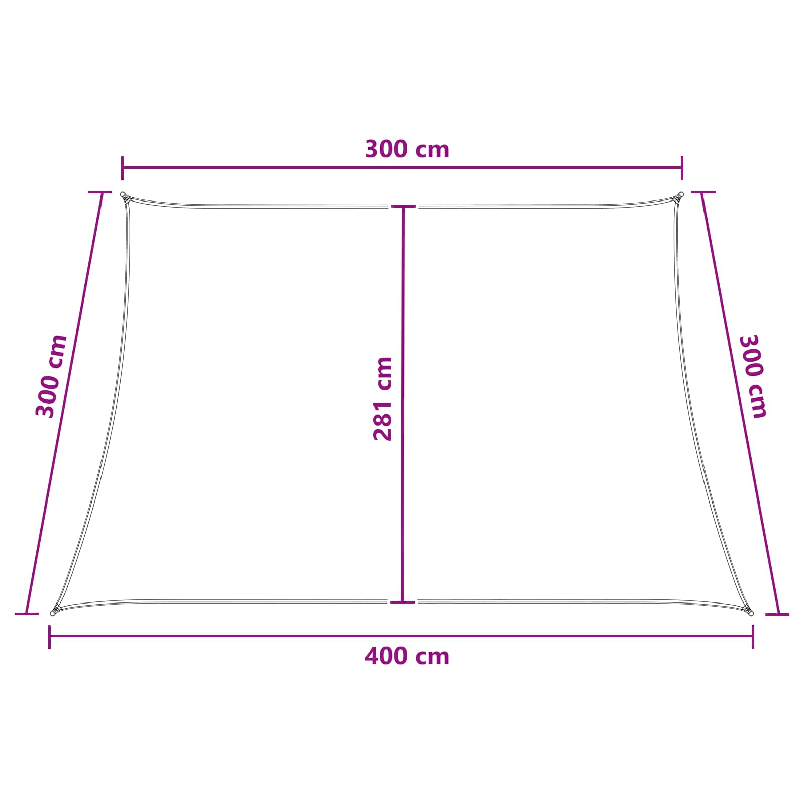Saulės šešėlio audinys Antracito ir baltos 3 / 4 x 3 m HDPE
