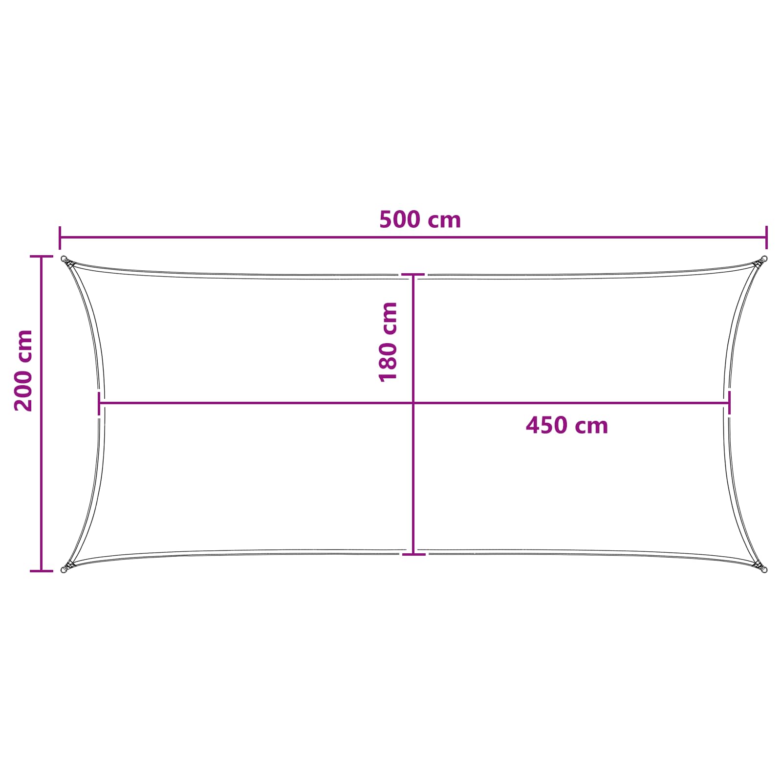 Saulės šešėlio audinys 2 x 5 m HDPE Stačiakampio