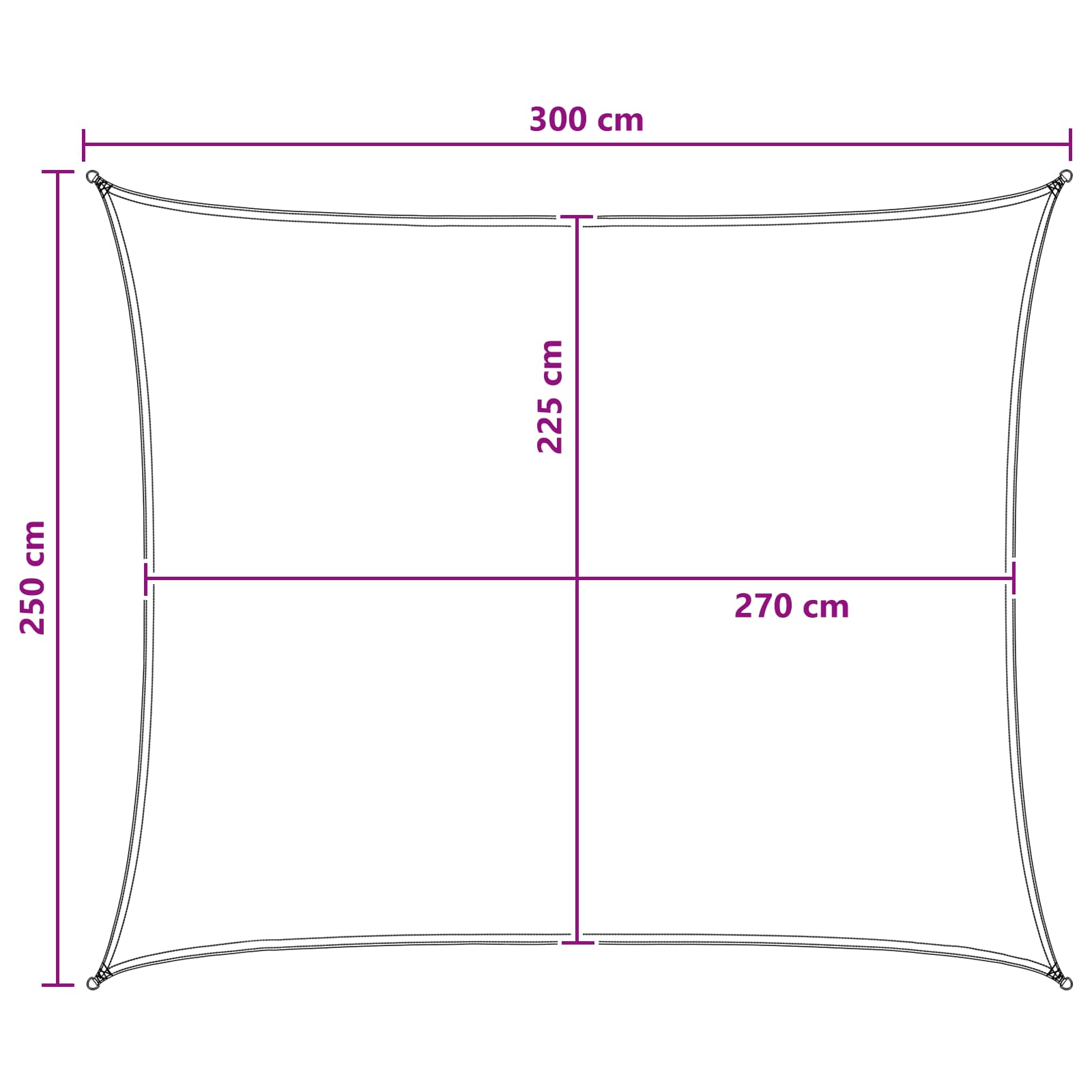 Saulės šešėlio audinys 2,5 x 3 m HDPE Stačiakampio
