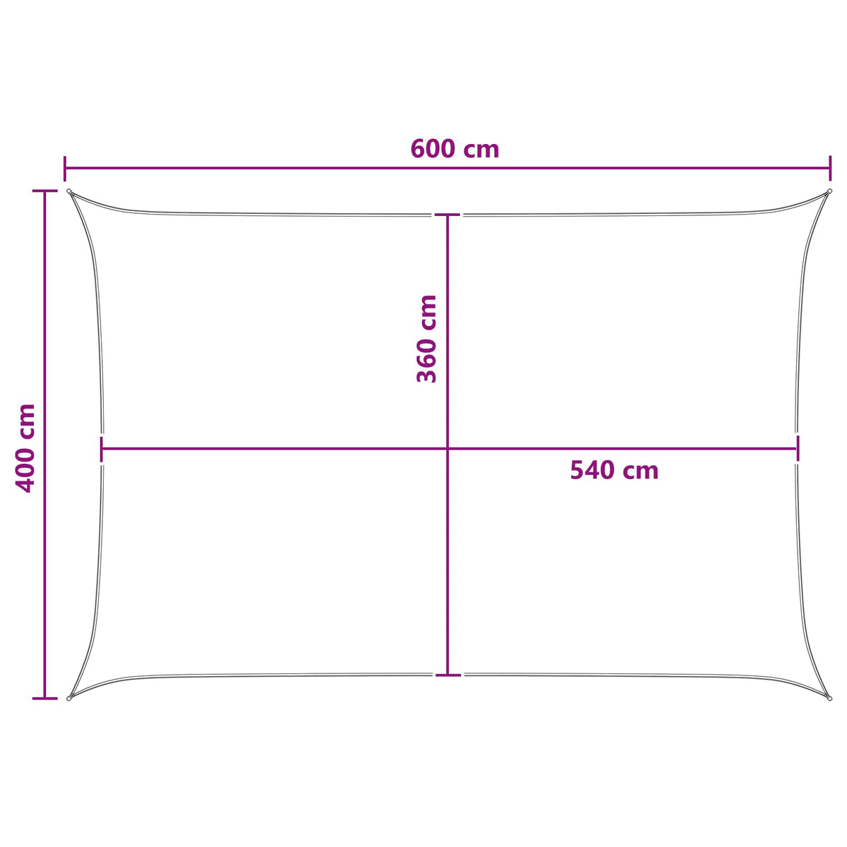 Saulės šešėlio audinys 4 x 6 m HDPE Stačiakampio