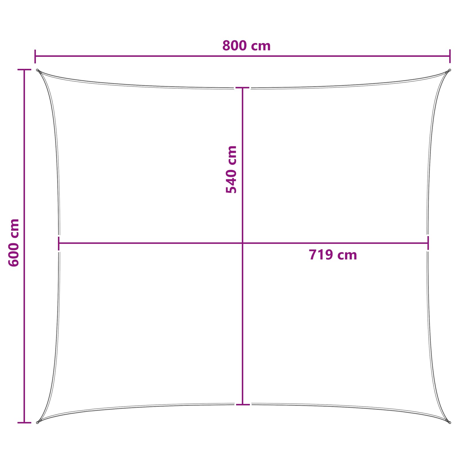 Saulės šešėlio audinys 6 x 8 m HDPE Stačiakampio