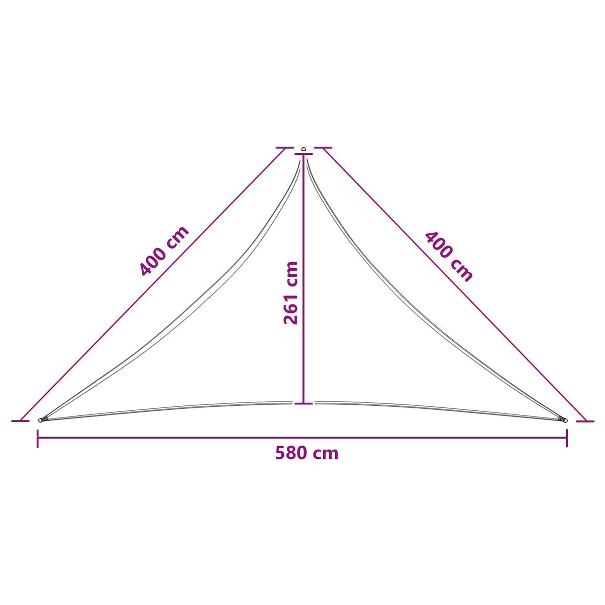 Saulės šešėlio audinys Trikampio 4 x 4 x 5,8 m HDPE