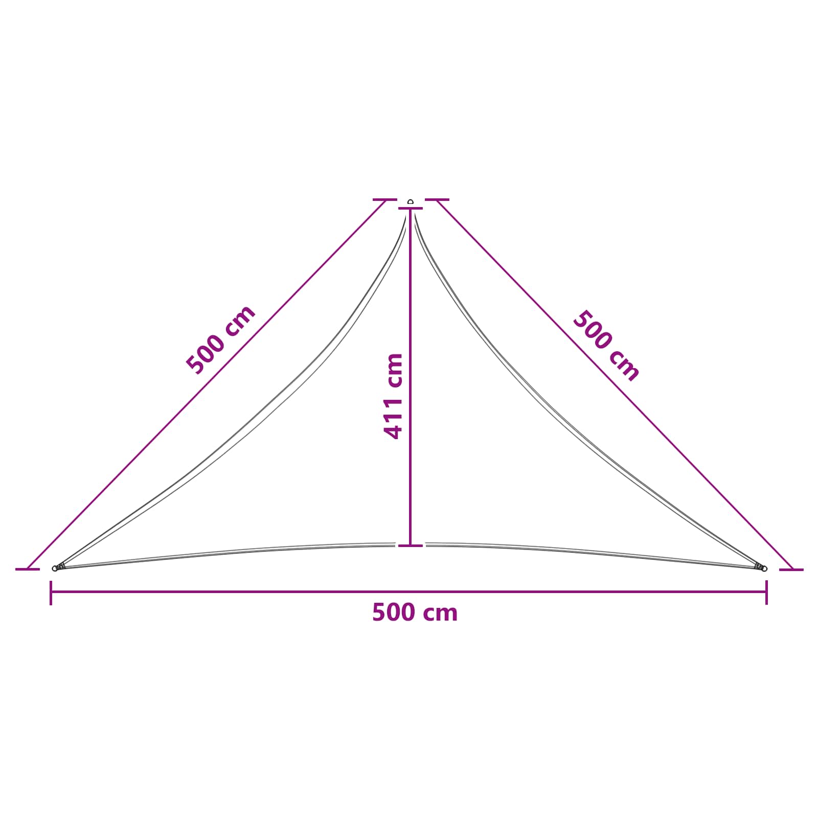 Saulės šešėlio audinys 5 x 5 x 5 m HDPE