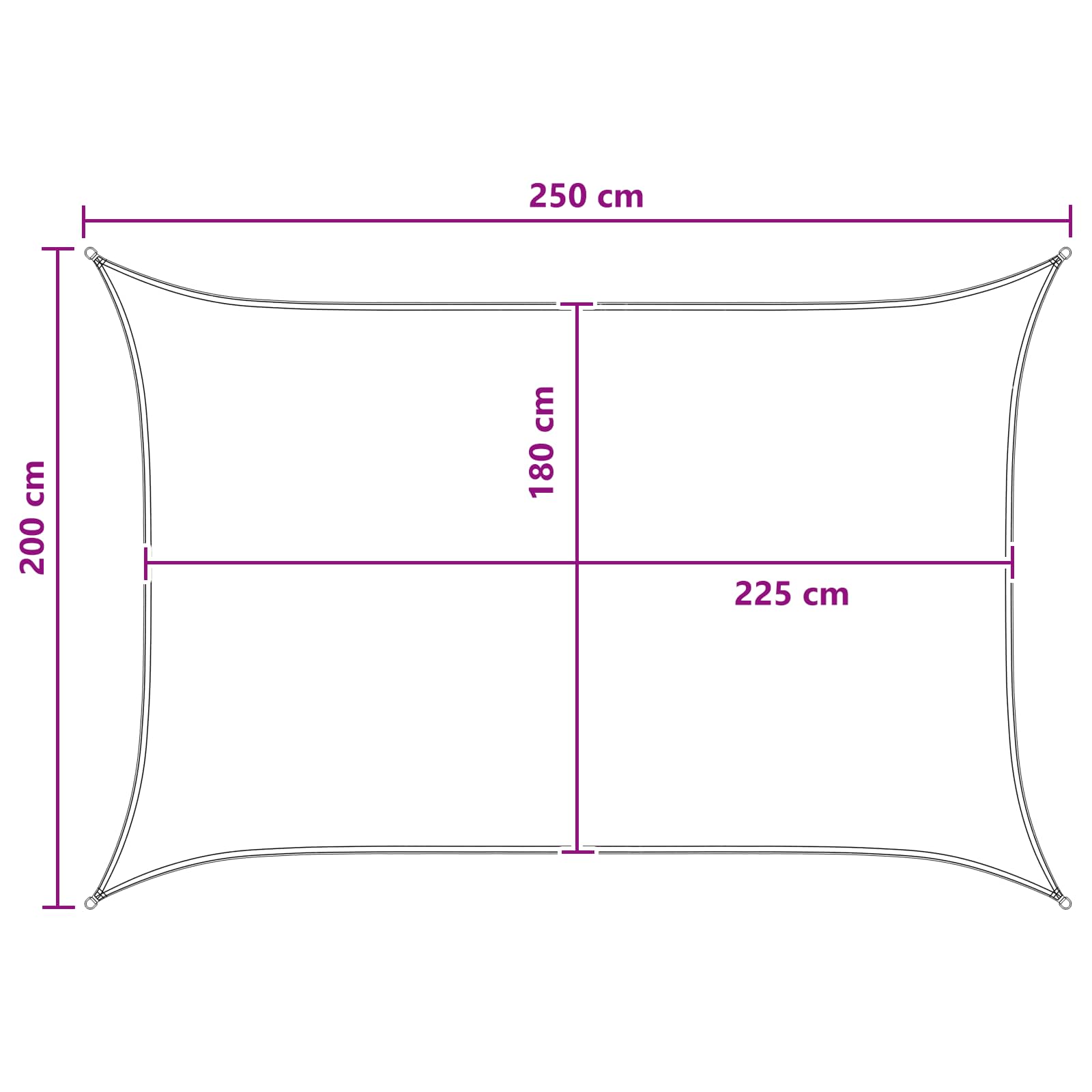Saulės šešėlio audinys 2 x 2,5 m HDPE Stačiakampio
