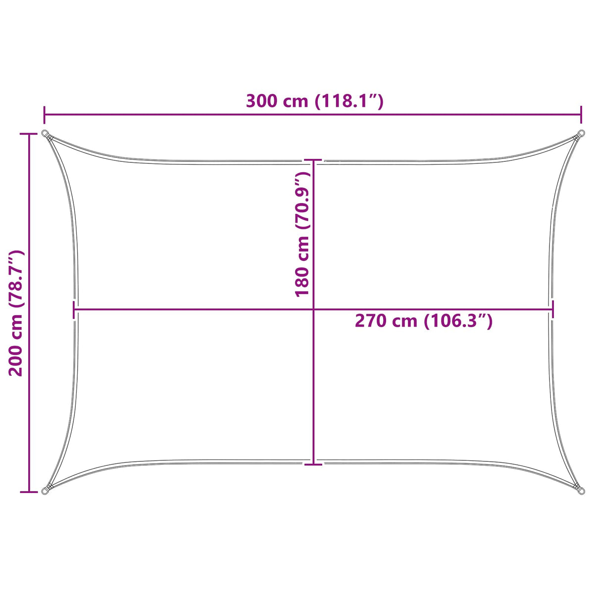 Saulės šešėlio audinys Stačiakampio 2 x 3 m HDPE