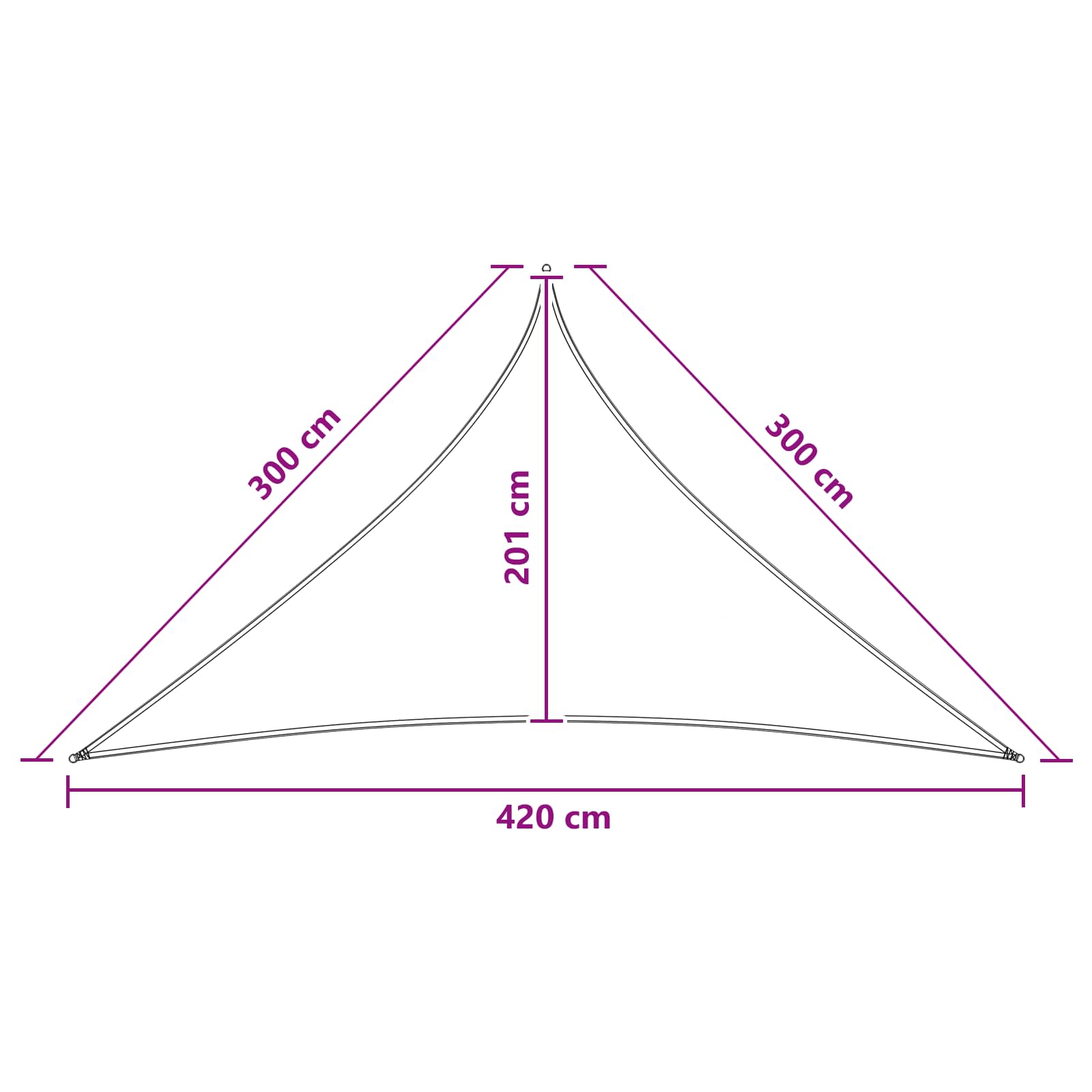 Saulės šešėlio audinys 3 x 3 x 4,2 m HDPE Trikampio