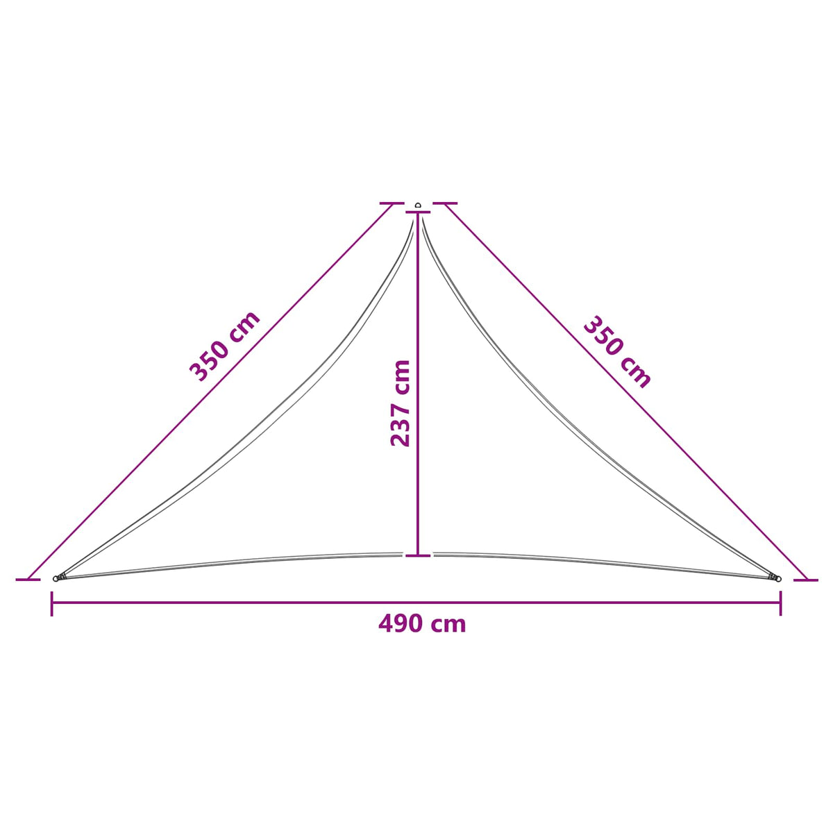 Saulės šešėlio audinys Trikampio 3,5 x 3,5 x 4,9 m HDPE