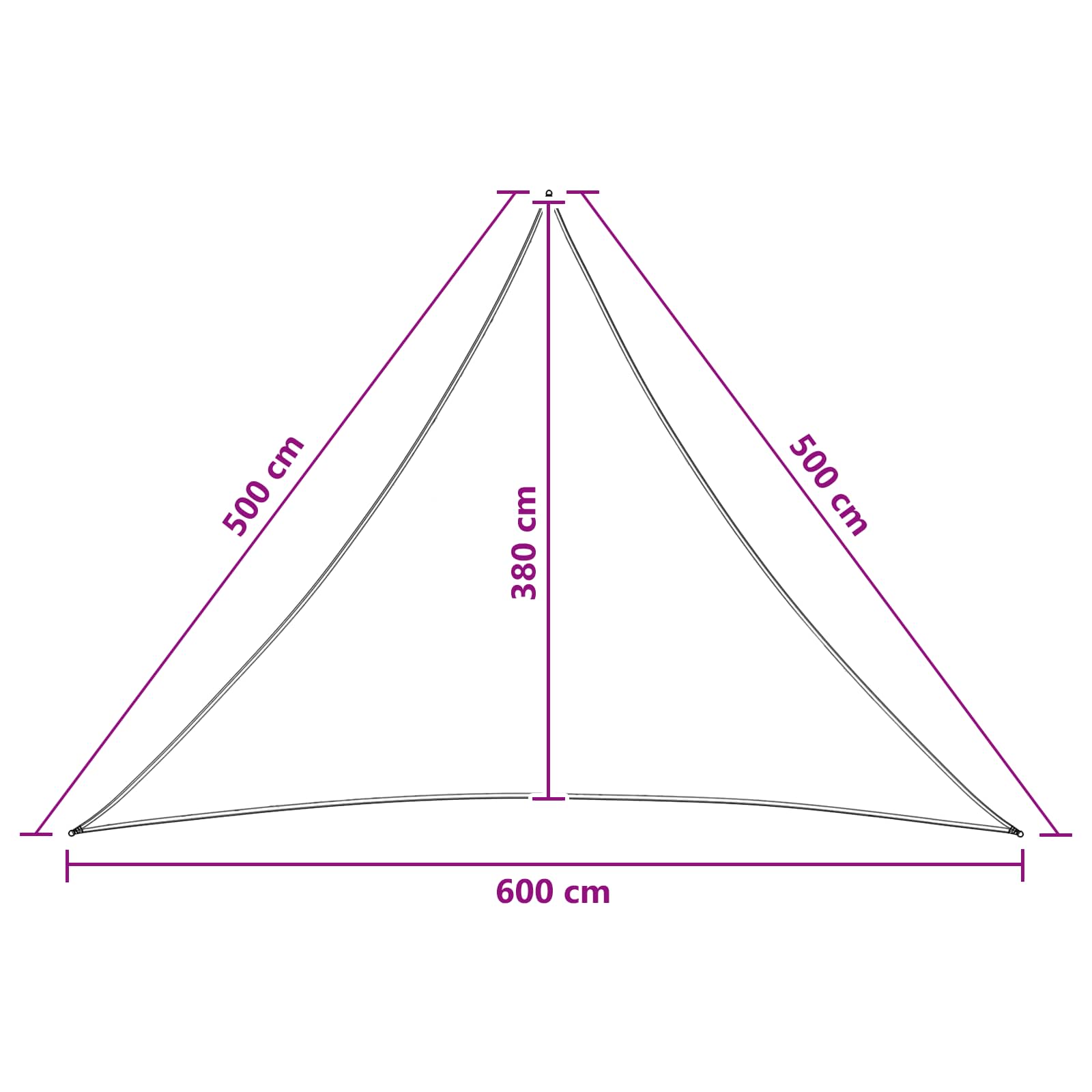 Saulės šešėlio audinys 5 x 5 x 6 m HDPE