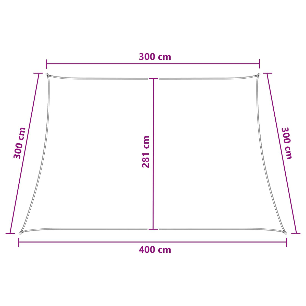 Saulės šešėlio audinys Stačiakampio 3/4 x 3 m HDPE