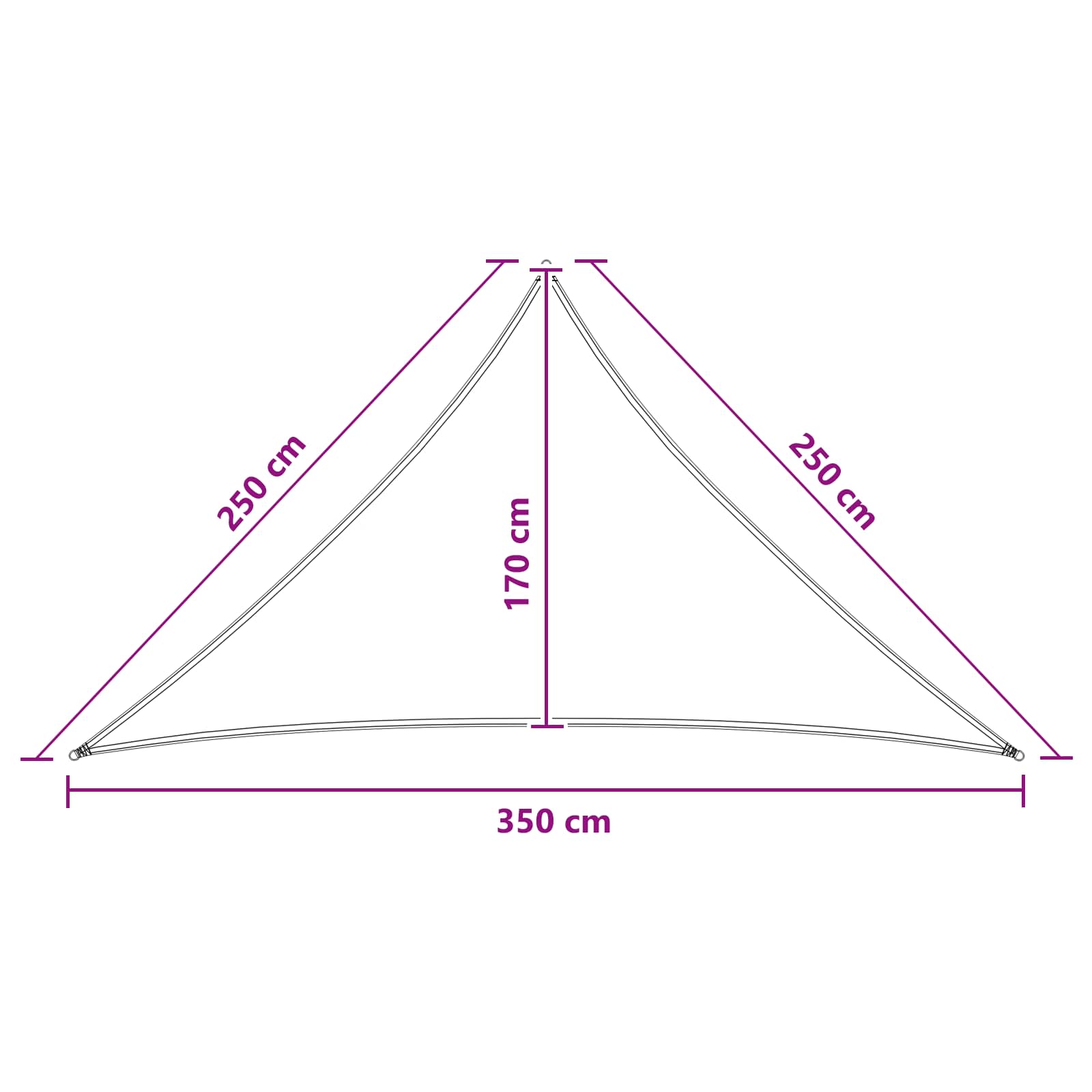 Saulės šešėlio audinys 2,5 x 2,5 x 3,5 m HDPE Trikampio