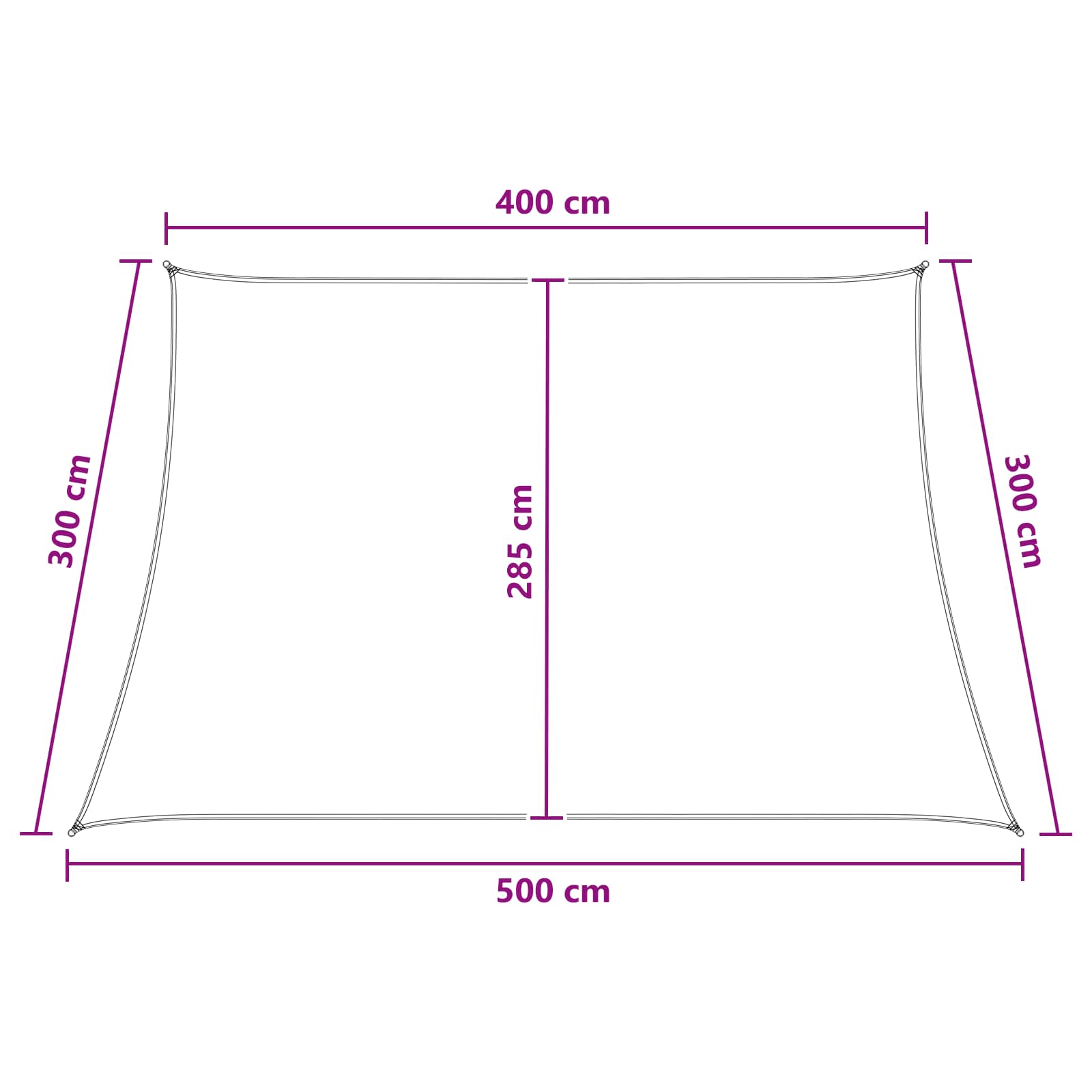 Saules ēnas audums gaiši pelēks un balts. 4 / 5 x 3 m HDPE