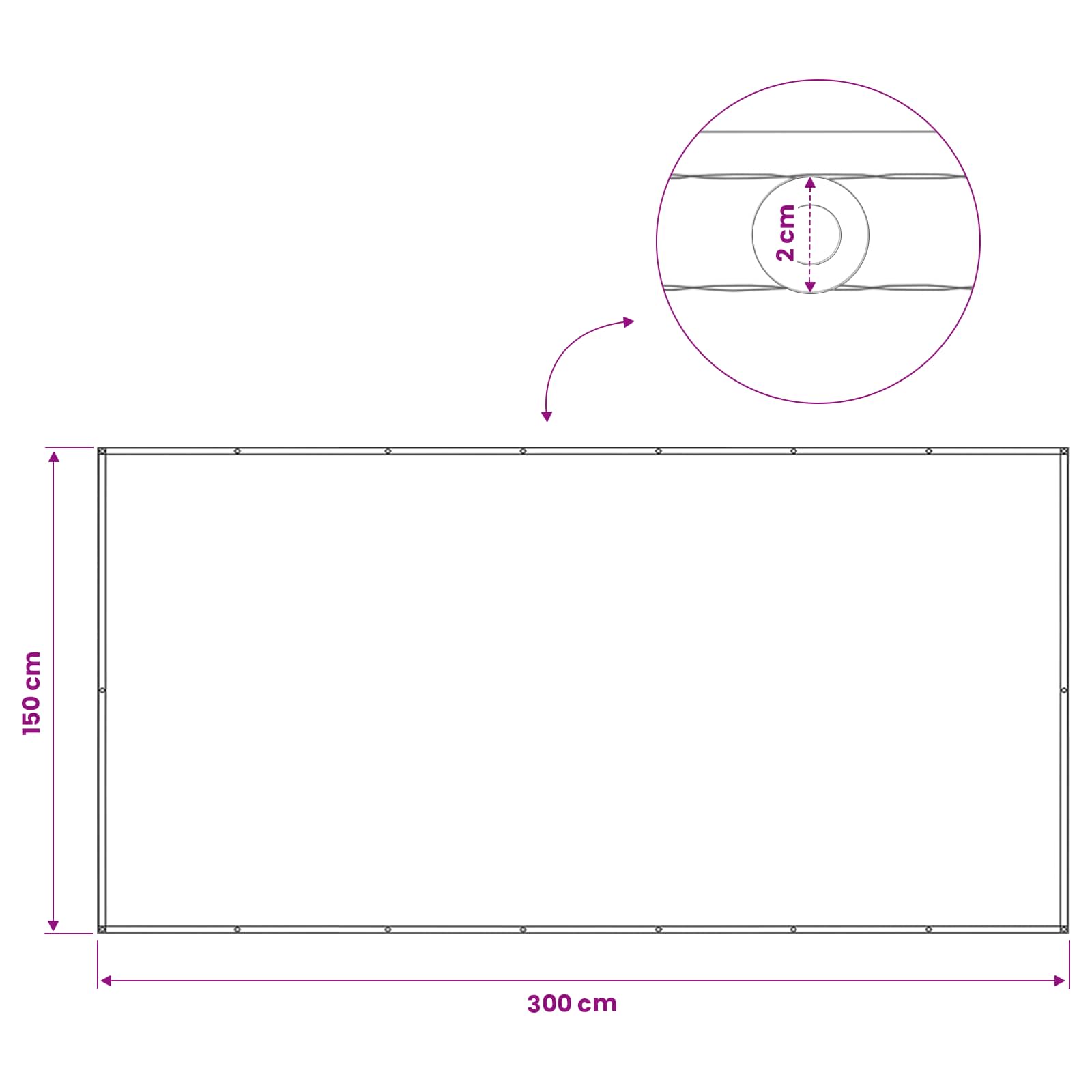 Balkono privatumo ekranas 150 x 300 cm Audinys su PU danga