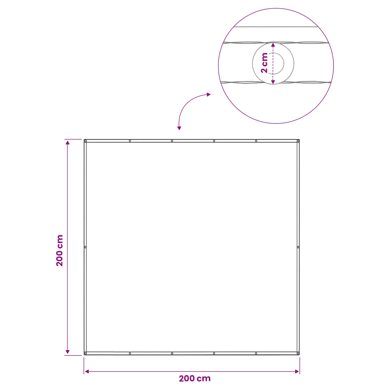 Balkono privatumo ekranas 200 x 200 cm Audinys su PU danga
